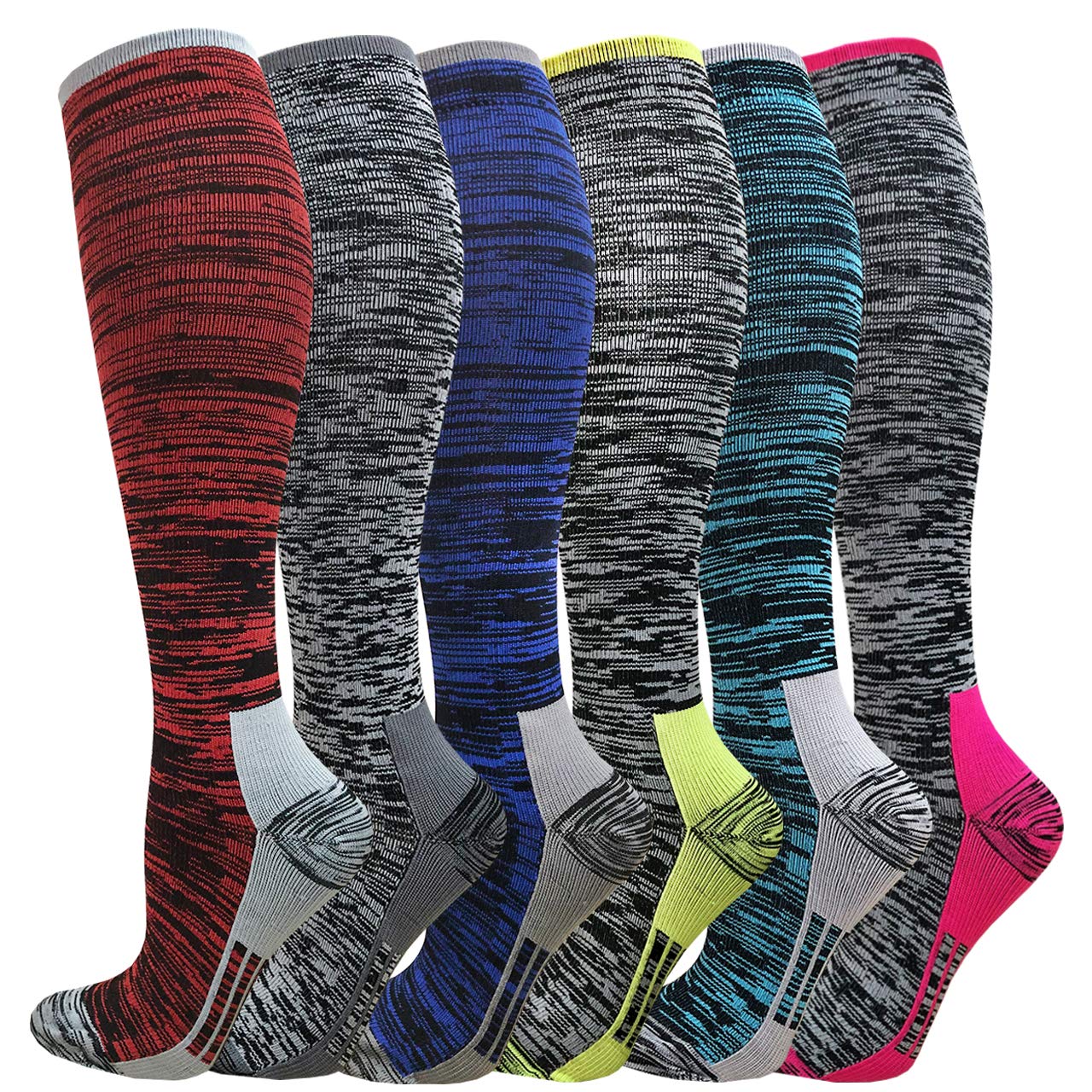 Hi Clasmix Graduated Compression Socks for Women & Men - Wide Calf Support Socks for Circulation, Pregnancy, Nurses, Running & Travel - Best for Varicose Veins Relief & Swollen Feet - Perfect for Workouts, Long Flights & Medical Professionals