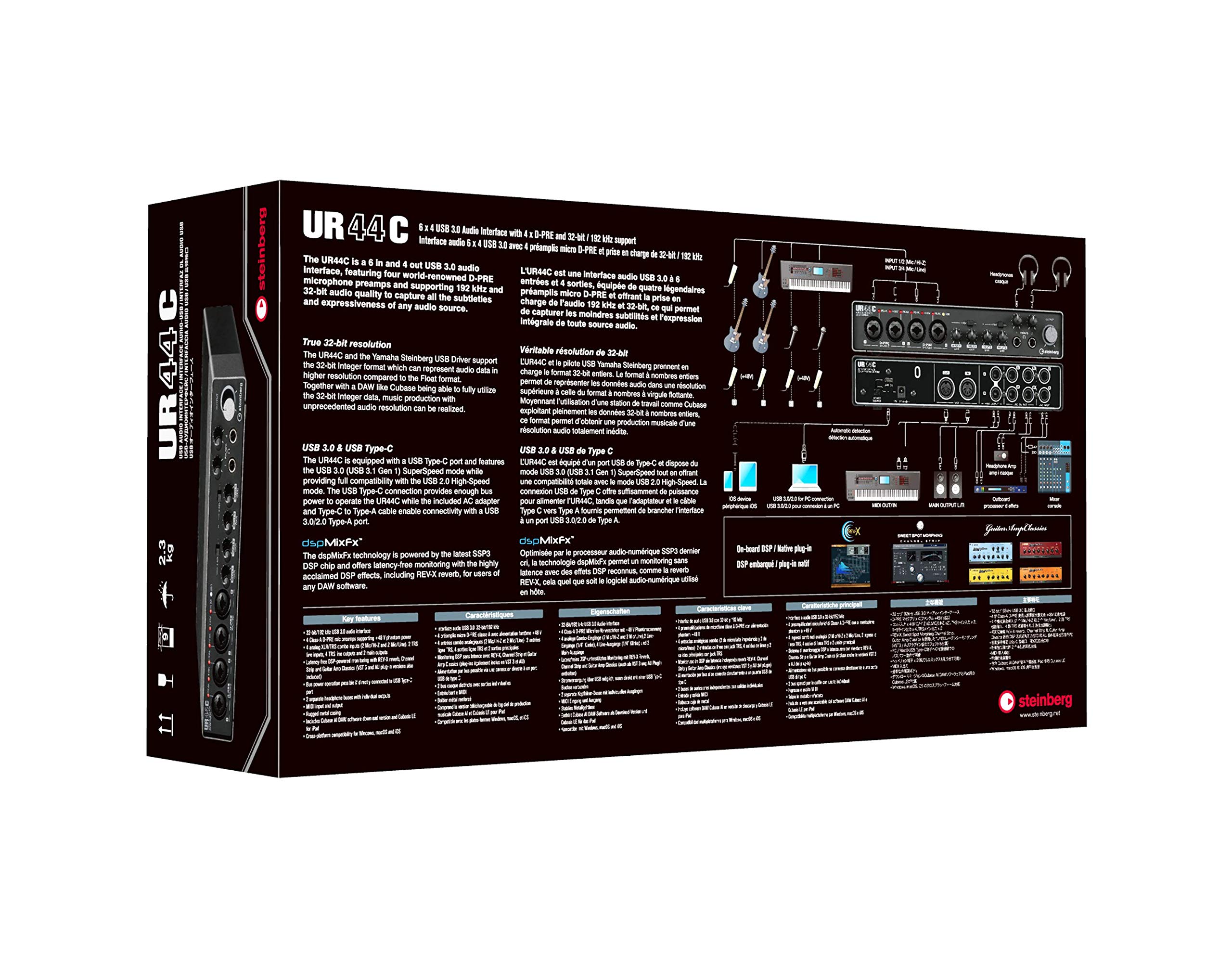 Steinberg UR44C 6x4 USB 3.0 Audio Interface with Cubase AI & Cubasis LE - Professional Studio Recording, Podcasting & Music Production for Home & Mobile Use