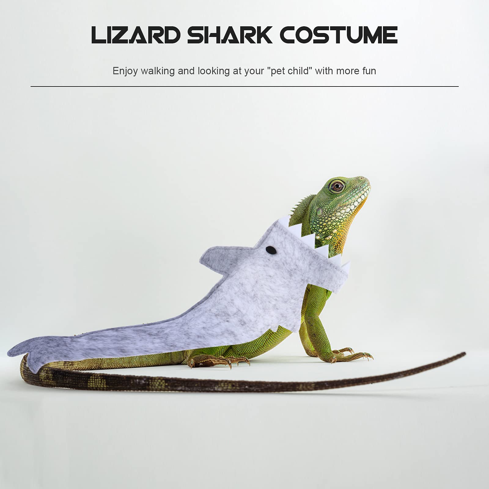 Reptile Supplies 2pcs Lizard Shark Suit - Cute Pet Costume Jumpsuit for Small Reptiles - Perfect for Halloween & Photo Shoots