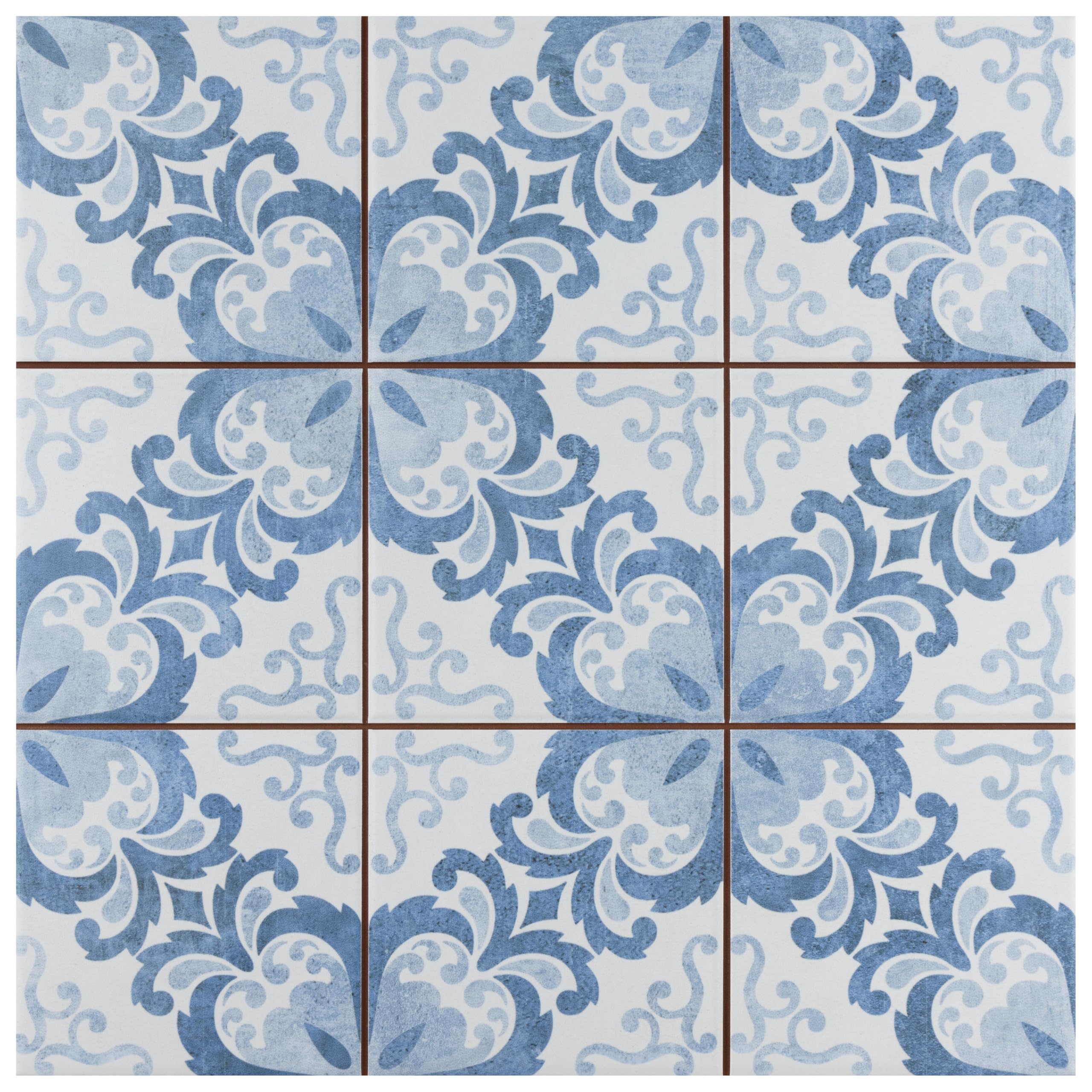 Merola Tile Harmonia Floral Lattice Blue 13