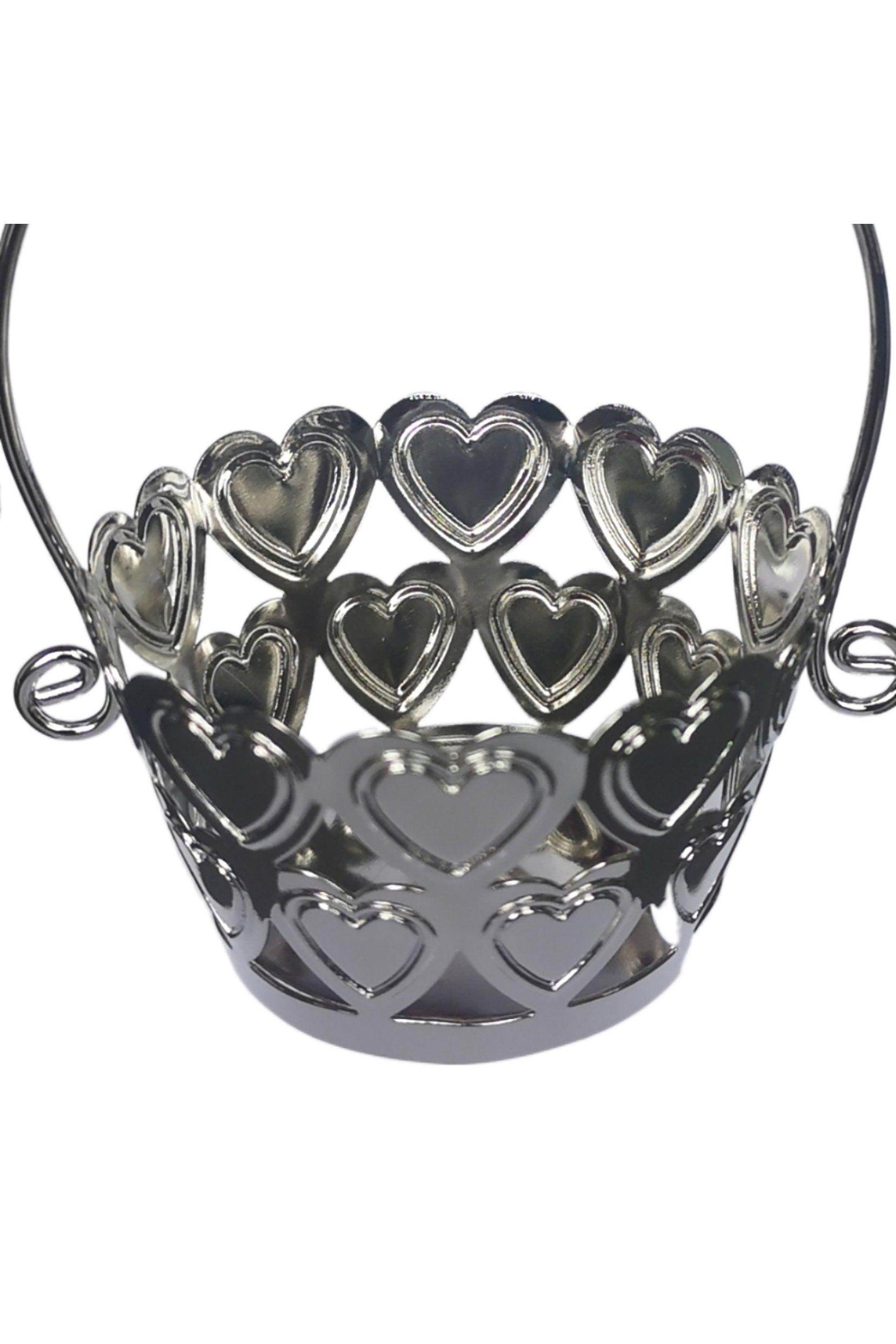 Mini Round Silver Metal Favor Baskets - Set of 12 pcs - Elegant Wedding Party Decor, Candy Display, Table Centerpiece, Baby Shower Gift Holder - CGF0268