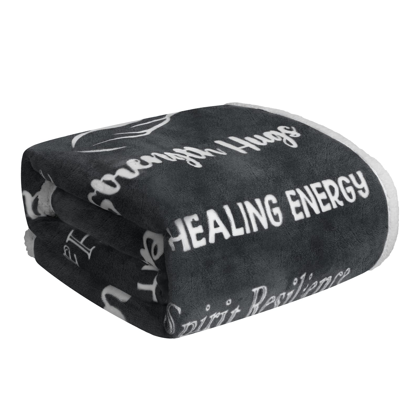 **Reversible Sherpa Fleece Throw Blanket for Men - Super Soft & Warm Healing Blanket for Cancer Patients, Get Well Gift After Surgery, Sympathy Gift with Inspirational Quote (50