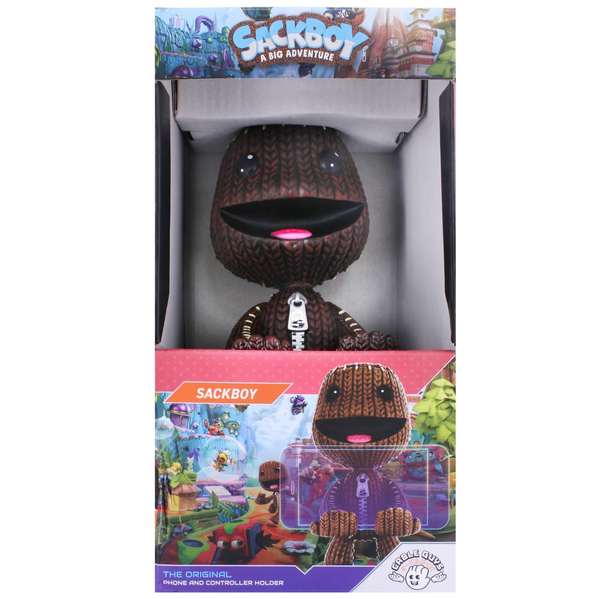 Sackboy: A Big Adventure Licensed Gaming Phone & Controller Stand - Sony Official Cable Guys Figure - Perfect for PS5 Gaming Setup & Desk Organization