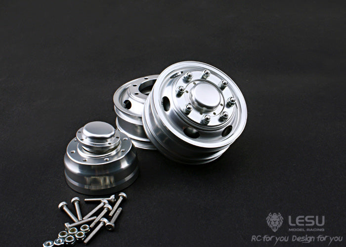 LESU 1/14 Scale Metal Wheel Hub Bearing with Hex Brake & Rubber Tires - Replacement Parts for RC Tamiya Tractor Truck & Tipper Trailer - Perfect for DIY Repair, Off-Road Racing, and Heavy-Duty Hauling Scenarios