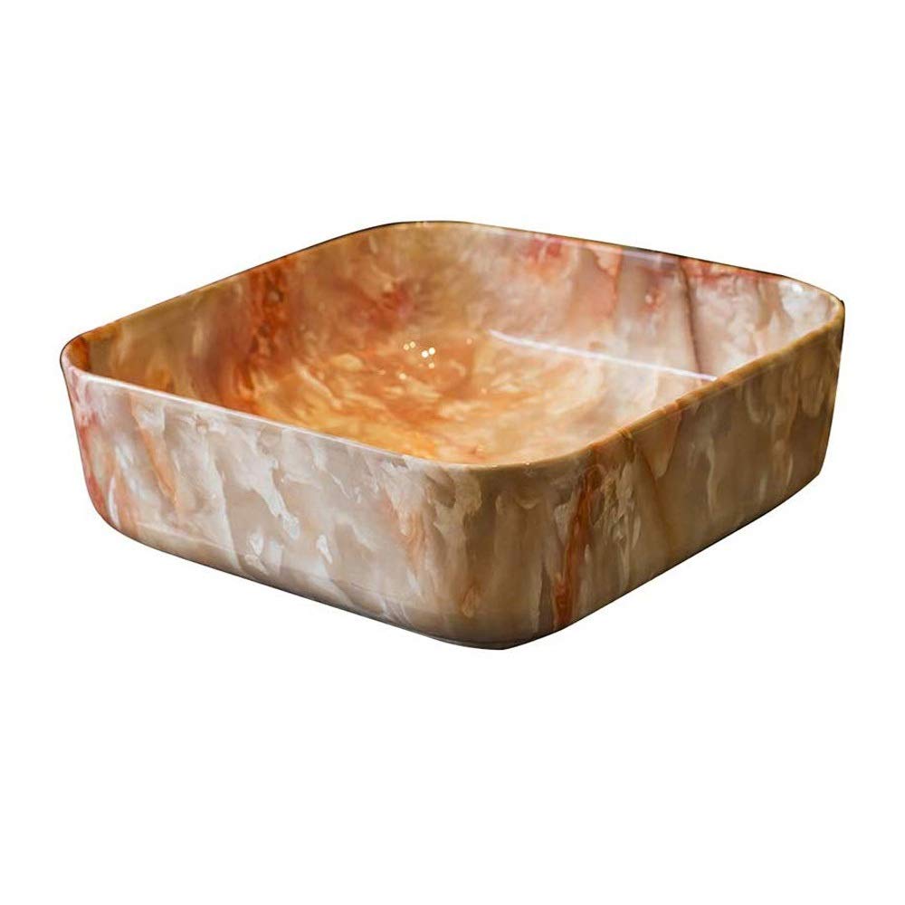 TONPOP Modern Square Ceramic Vessel Sink - White Porcelain Bathroom Vanity Sink with Easy-Clean Surface, Durable Countertop Basin for Home & Commercial Use - Perfect for Modern Bathrooms, Powder Rooms & Spa Retreats
