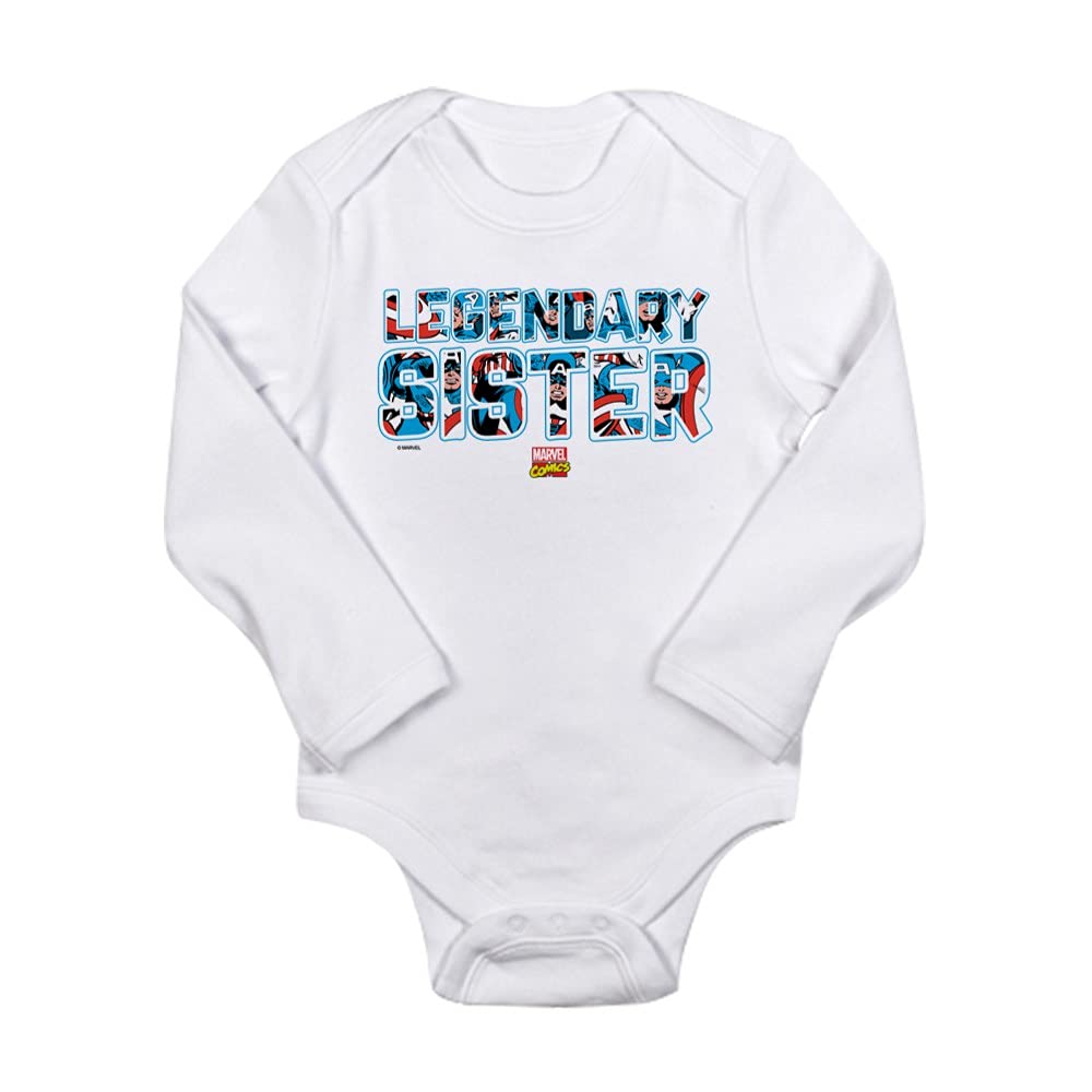 Captain America Sister Long Sleeve Baby Bodysuit - Marvel Superhero Infant Onesie for Girls & Boys - Perfect for Family Photos, Cosplay & Superhero-Themed Parties