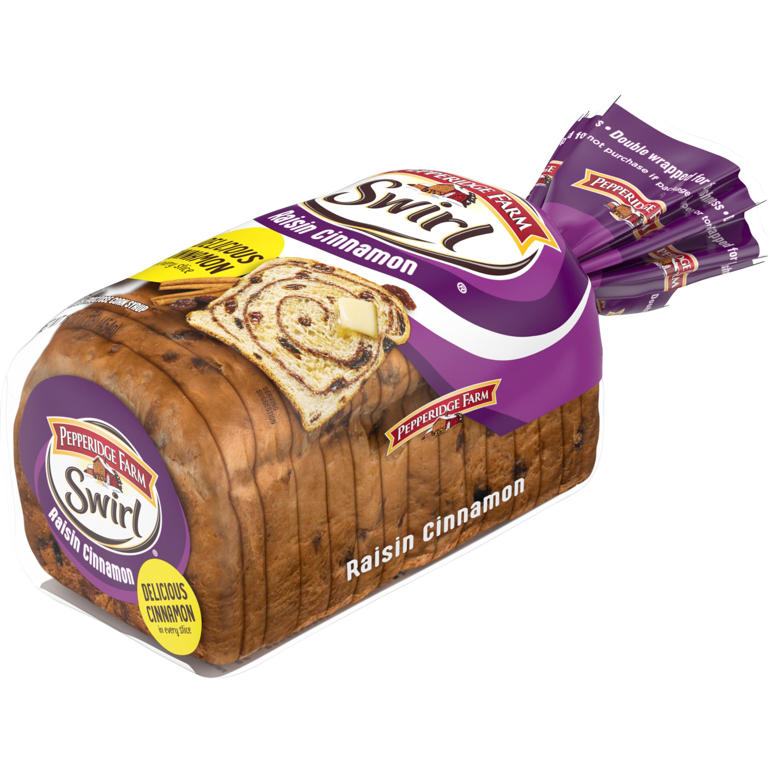 Pepperidge Farm Raisin Cinnamon Swirl Breakfast Bread - 16 Oz Loaf | Soft & Sweet Cinnamon Raisin Bread for Breakfast, Toast, French Toast & Snacks