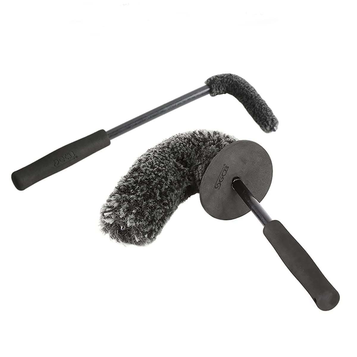 SGCB Tire Brush Kit - Soft Car Wheel & Rim Cleaning Brushes with Anti-Slip Long Handle, Scratch-Free Tire Washing Bendable Brush Set for Cleaning Tire Rims & Spokes - Perfect for Car Detailing, Auto Wash & Wheel Maintenance