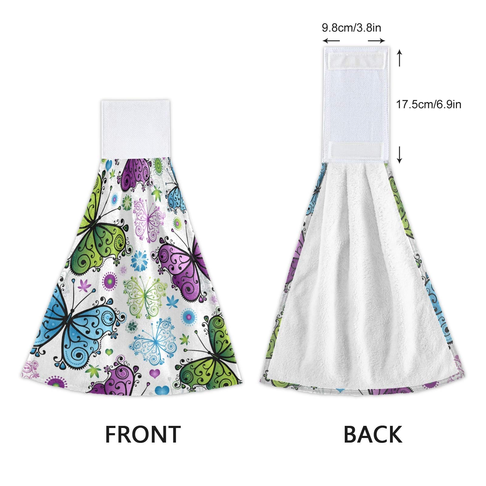 ALAZA 2-Pack Floral Butterfly Kitchen Towels - Super Absorbent Hanging & Hand Towels for Cooking, Baking, and Dish Drying