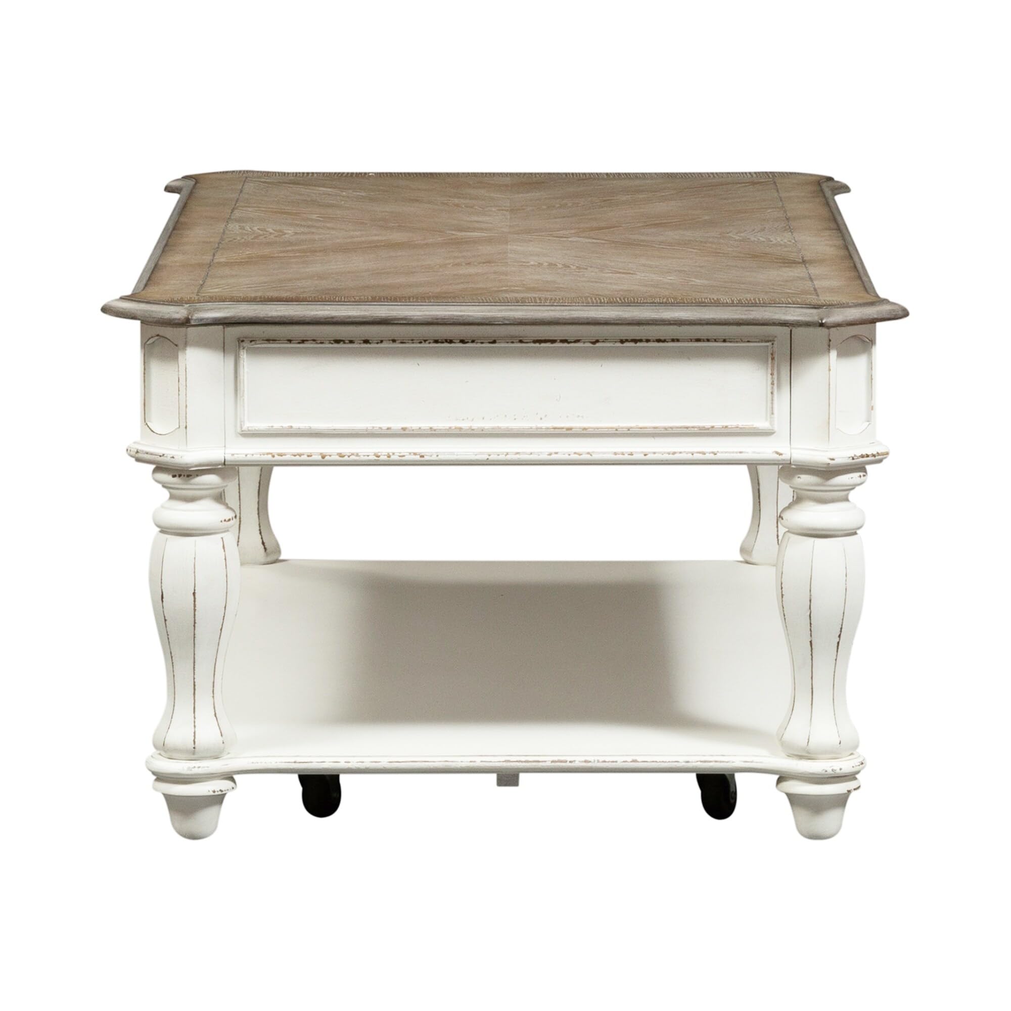 Liberty Furniture Magnolia Manor Lift Top Coffee Table - Antique White Finish, Lift-Top Storage Ottoman, Perfect for Living Room, Home Office & Small Spaces