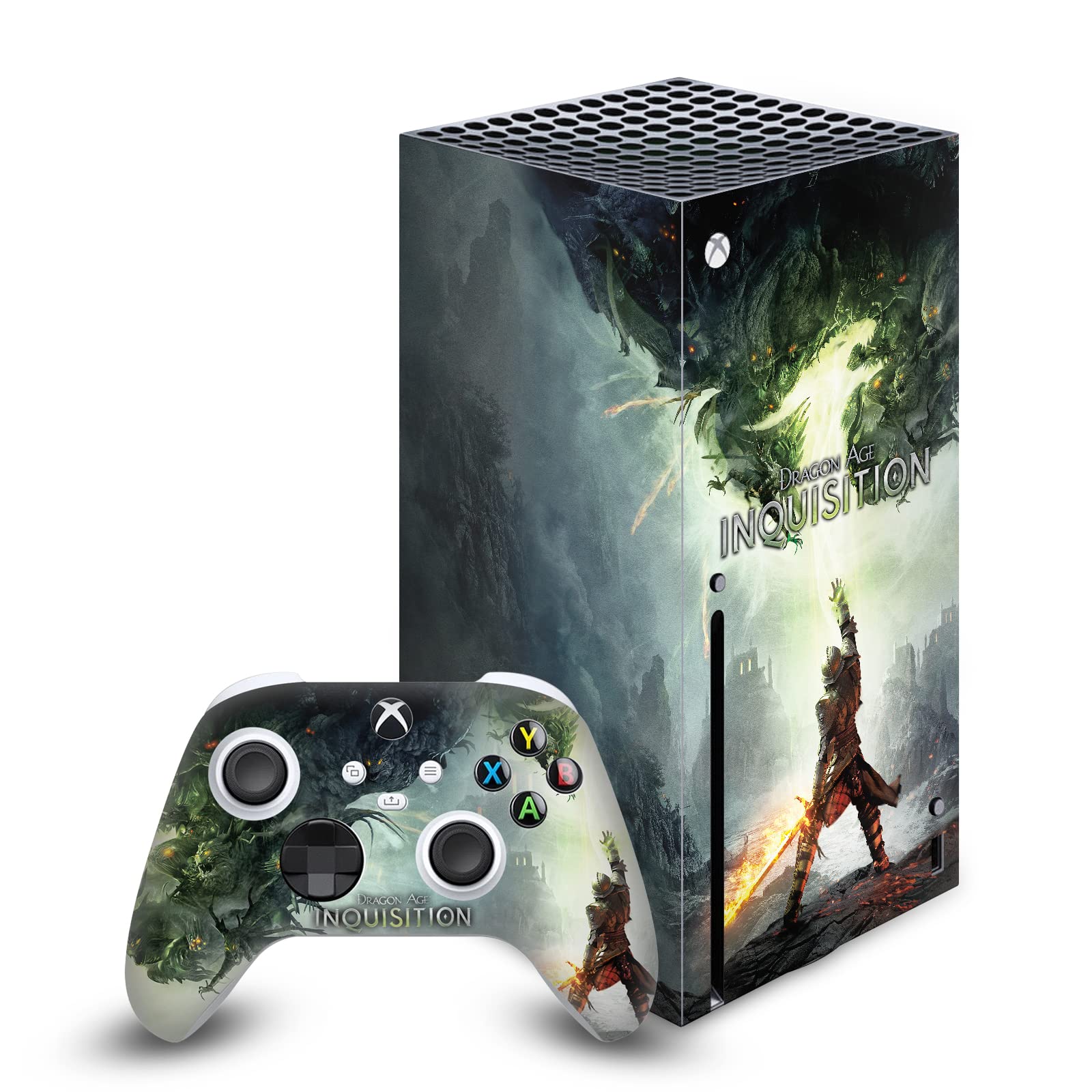 Official EA Bioware Dragon Age Inquisition Vinyl Sticker - Gaming Skin Decal Compatible with Xbox Series X Console & Controller Bundle - Perfect for Gaming Enthusiasts & Collectors