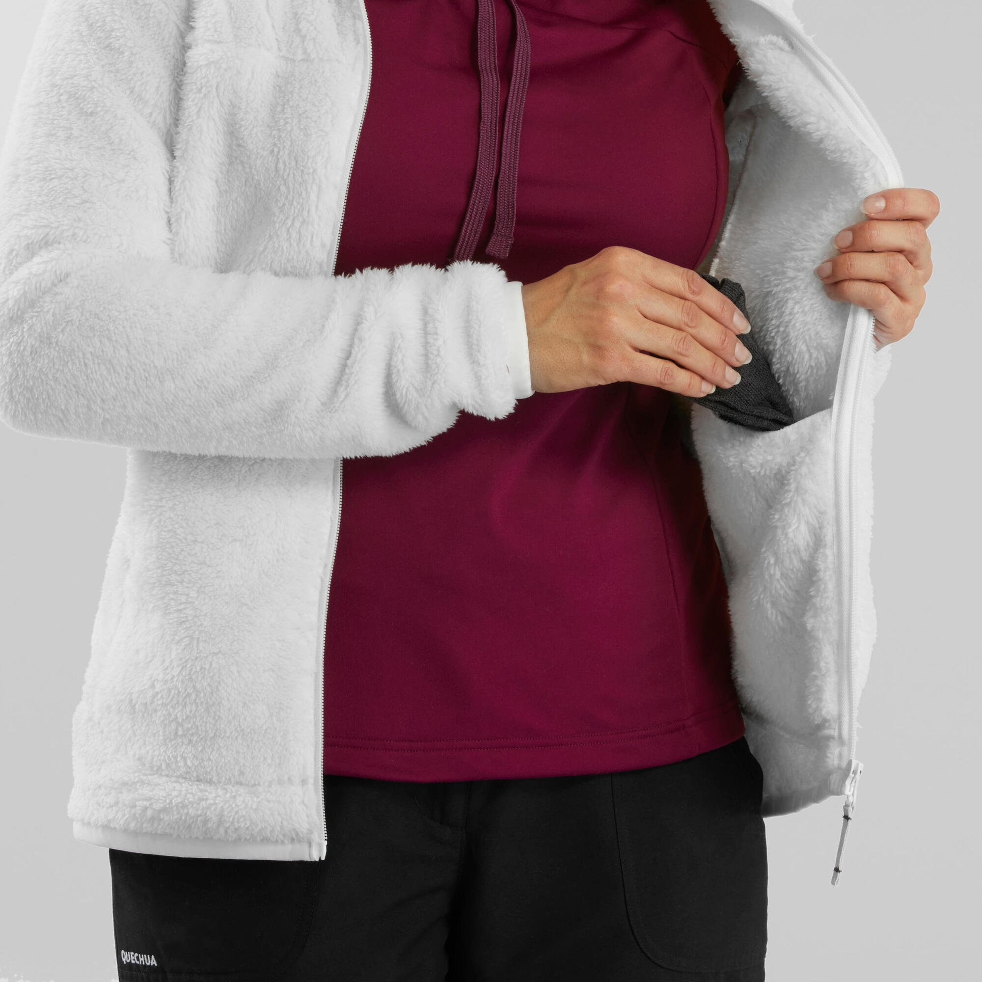 Quechua Women's SH500 U Warm Fleece Jacket - Lightweight Winter Coat for Hiking, Camping & Outdoor Activities