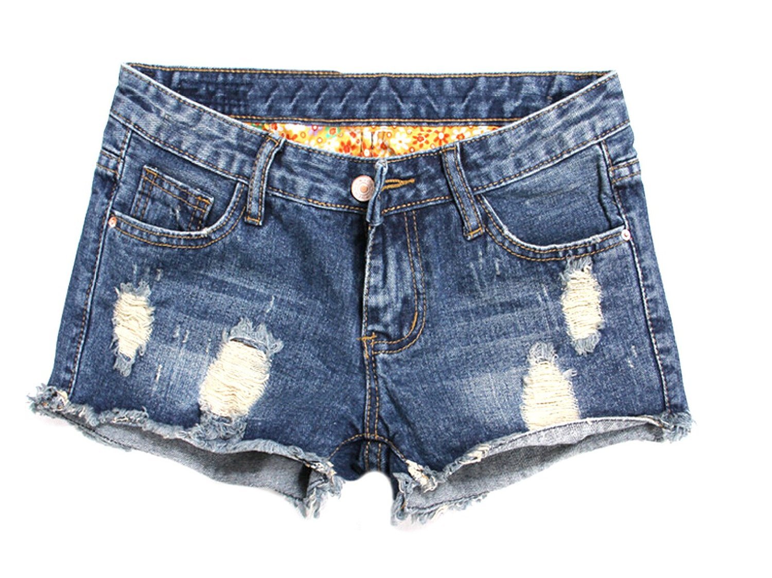 Yollmart Women's Low Rise Ripped Distressed Denim Shorts - Trendy Vintage Style Jeans for Casual Outfits & Summer Fashion