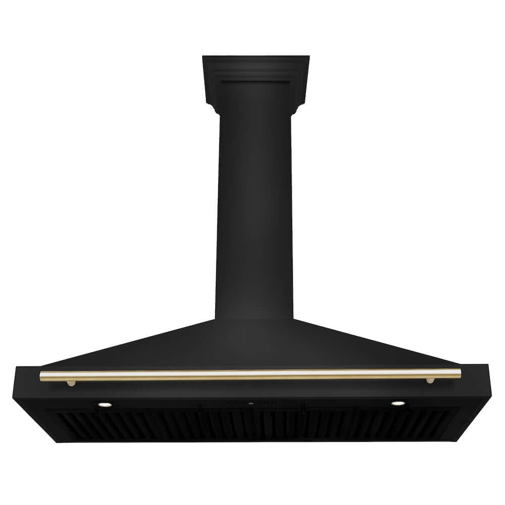 ZLINE Autograph Edition 48 Inch Black Stainless Steel Wall Mount Range Hood with Accent Handle - Professional Kitchen Ventilation for Home Chefs (Model BSKB4Z 48) | Perfect for Modern Kitchens, Open Concept Homes & Gourmet Cooking