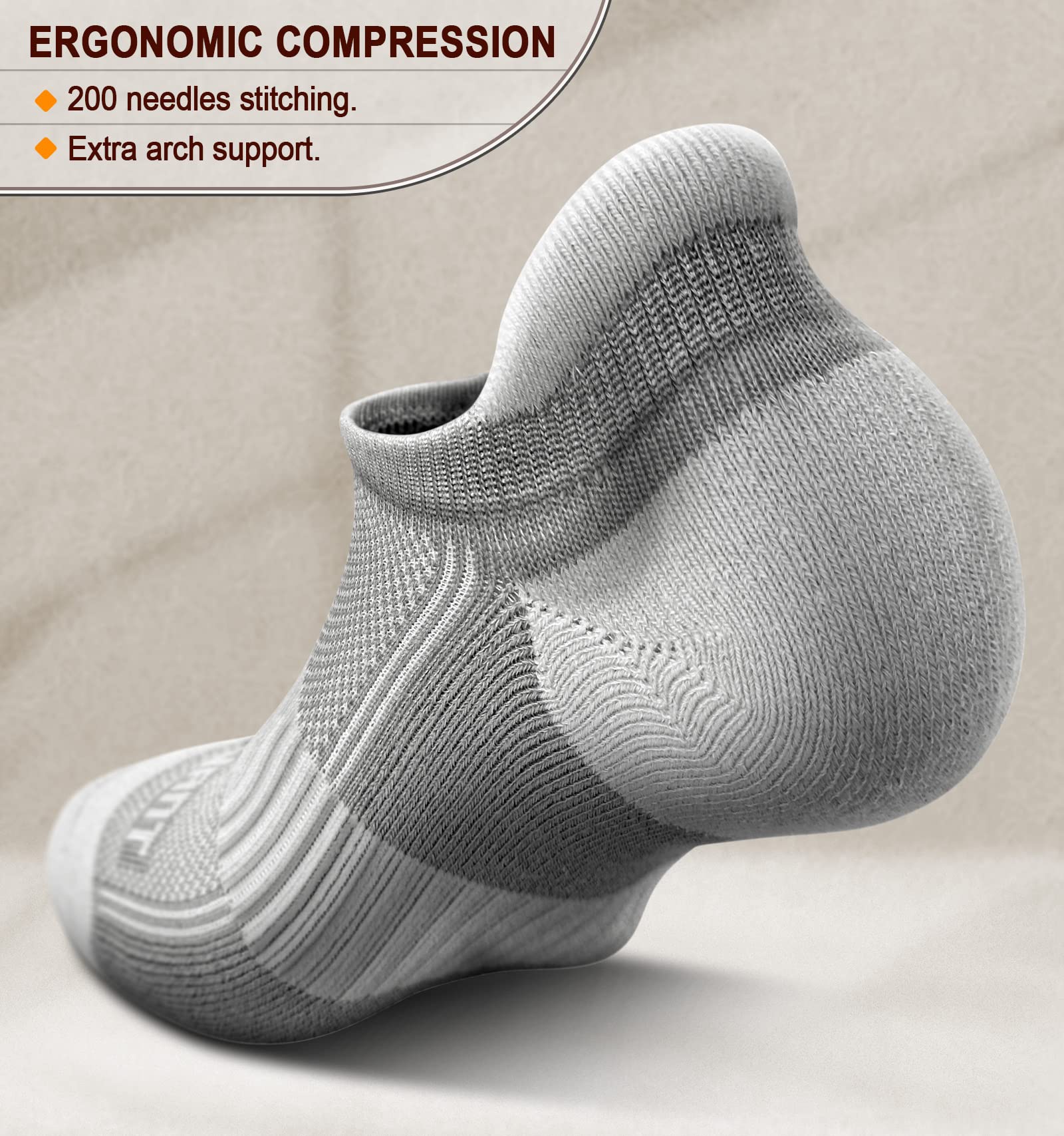 BULLIANT Women's Athletic Socks 6-Pack - No Show Cushioned for Running & Walking with Arch Support - Gym & Daily Wear