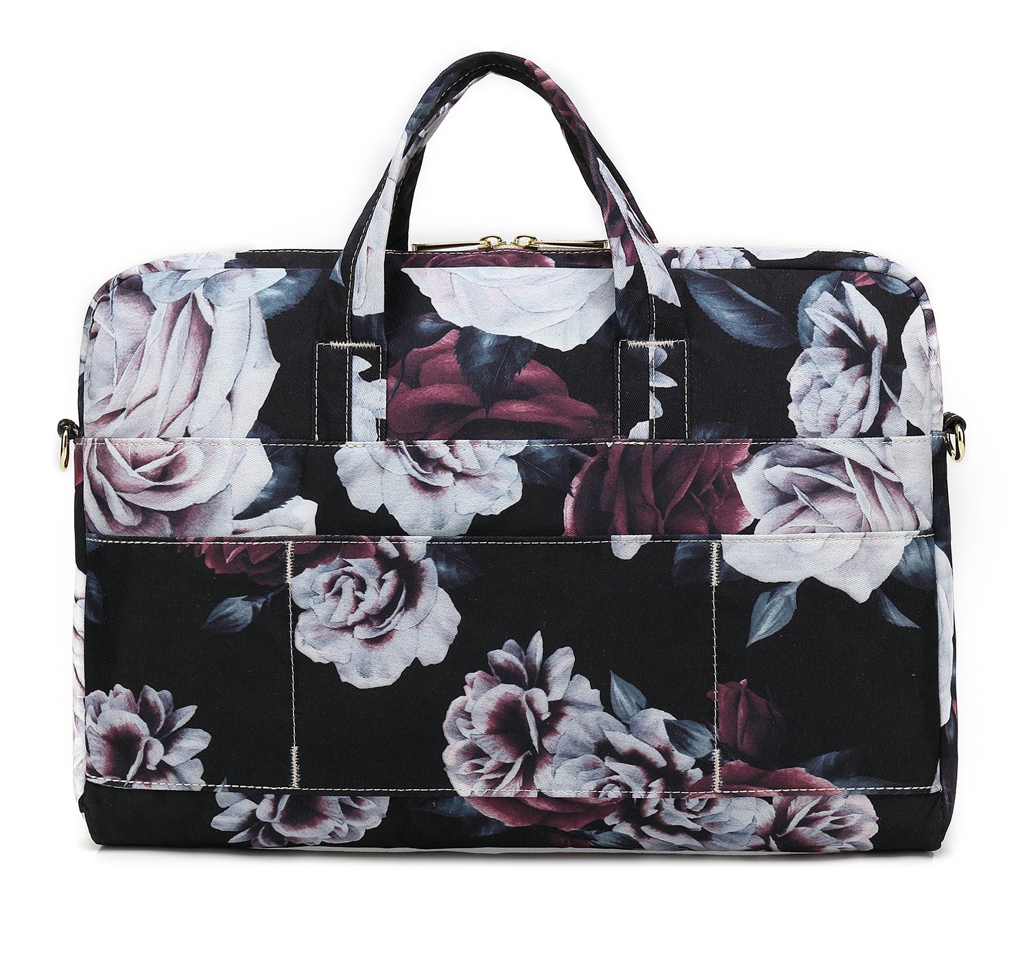 Canvaslove Red and White Rose Waterproof Laptop Shoulder Messenger Bag with Rebound Bubble Protection for MacBook Air Pro 13 inch, MacBook 14 inch, 13-14 inch Laptops - Ideal for Work, Travel, and School