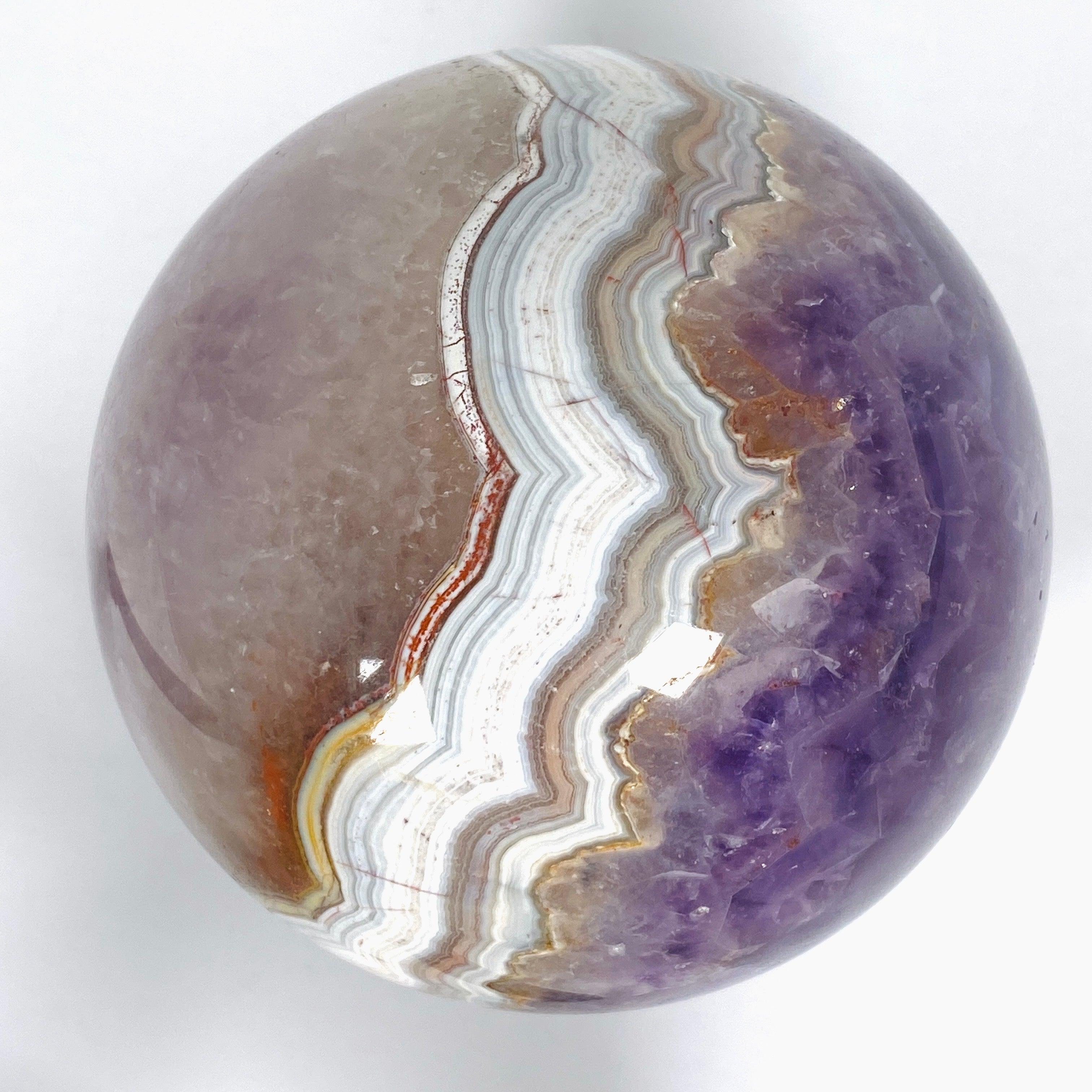 Natural Amethyst Agate Sphere - AMAS 01 Crystal Healing Stone for Meditation, Reiki & Home Decor
