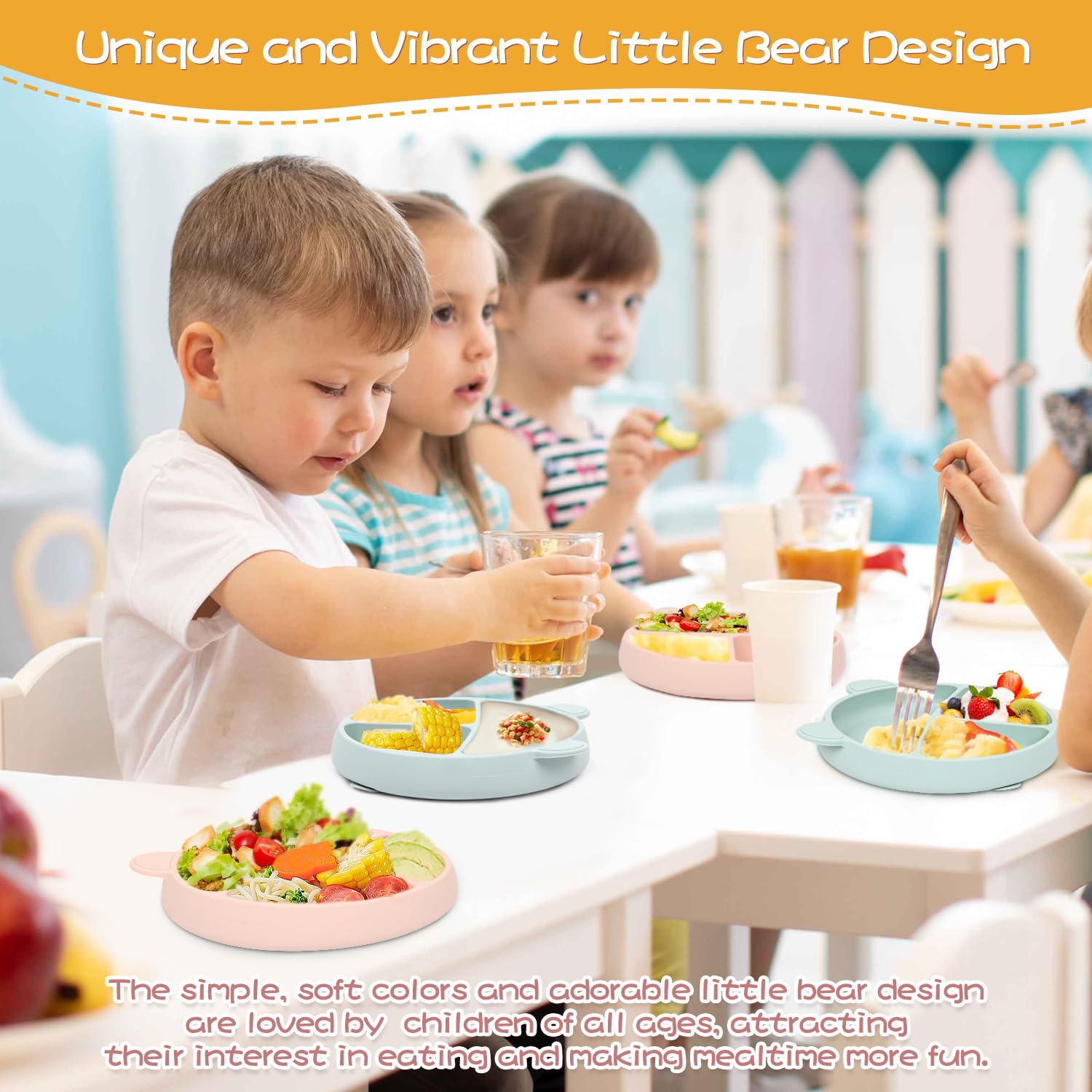 Non-Slip Silicone Baby Bowls with Strong Suction - 100% Food Grade, BPA-Free, Dishwasher & Microwave Safe - Toddler Feeding Plates for Ages 1-3 (Pink) - Perfect for Highchair Meals, Travel & Mess-Free Learning to Eat