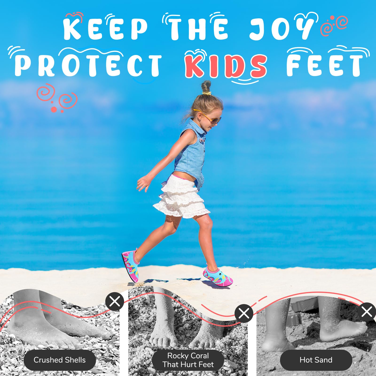 **Non-Slip Quick-Dry Kids Swim Water Shoes for Boys & Girls – Barefoot Aqua Socks for Beach, Pool & Outdoor Sports | Toddler Water Shoes for Swimming, Surfing & Water Play**