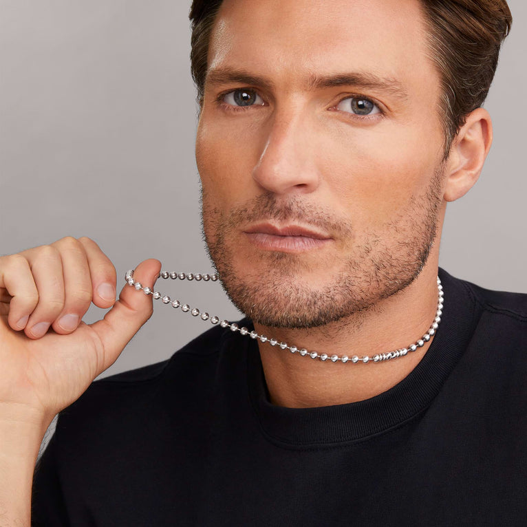 Elegant Silver Caviar Beaded Necklace for Women - Perfect for Parties, Weddings & Evening Events