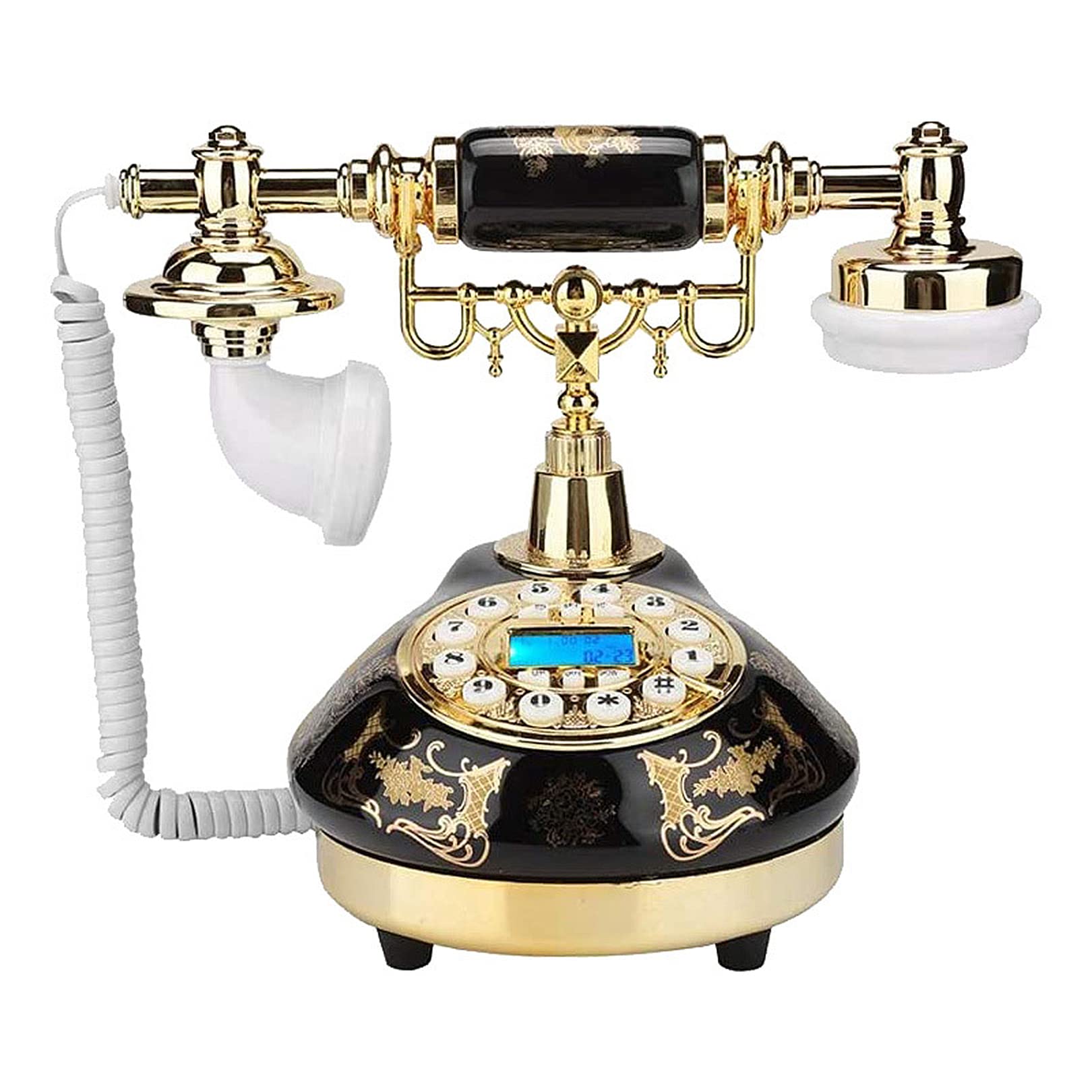 Vintage Ceramic Retro Corded Landline Telephone - Pastoral Style Desktop Phone for Home, Office & Hotel Decor (Black) | Perfect for Vintage-Themed Rooms, Offices & Hospitality Spaces