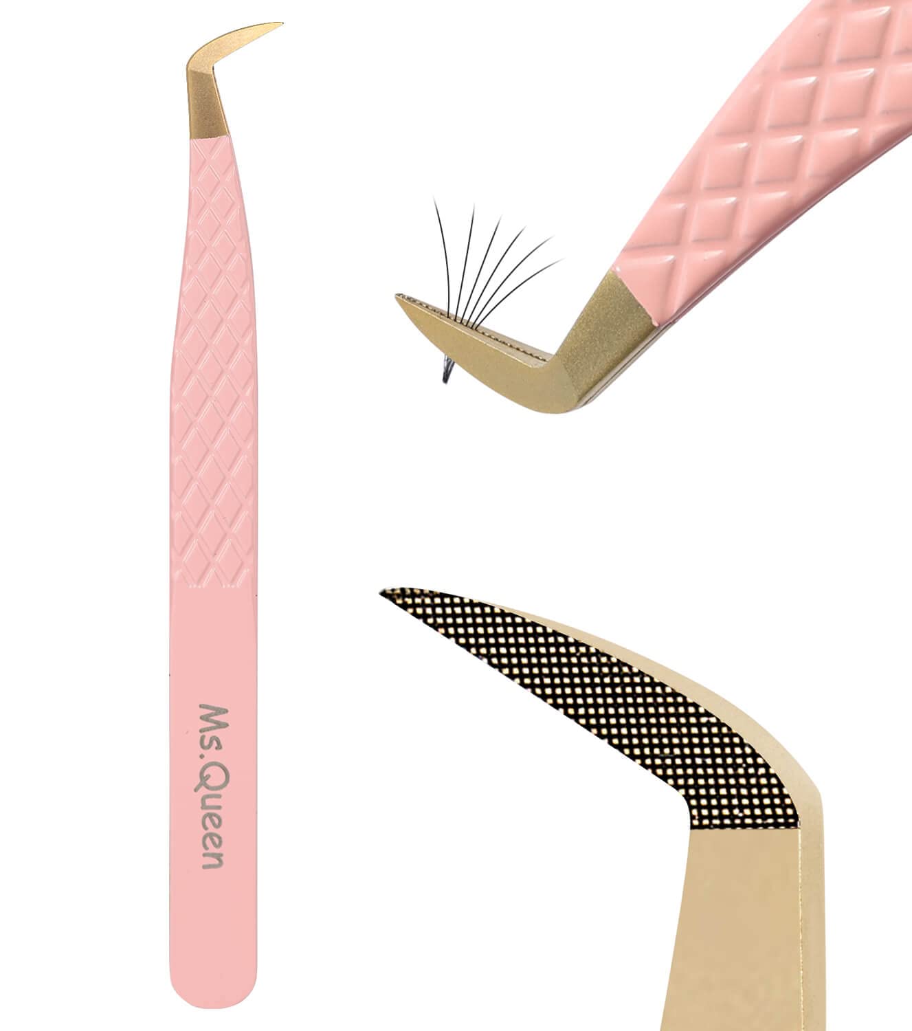 Professional Ms.Queen Lash Tweezers for Eyelash Extensions - Fiber Tip Precision Tweezers for Mink Lashes & Volume Fan Making - Perfect for Salon Professionals & DIY Lash Artists at Home