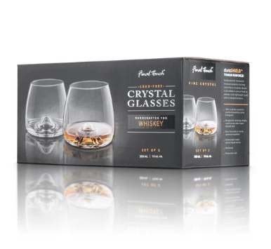 Premium Lead-Free Crystal Whiskey Glasses Set of 2 - Elegant Barware for Scotch, Bourbon & Cocktails - Perfect for Home Bars, Gifts & Entertaining