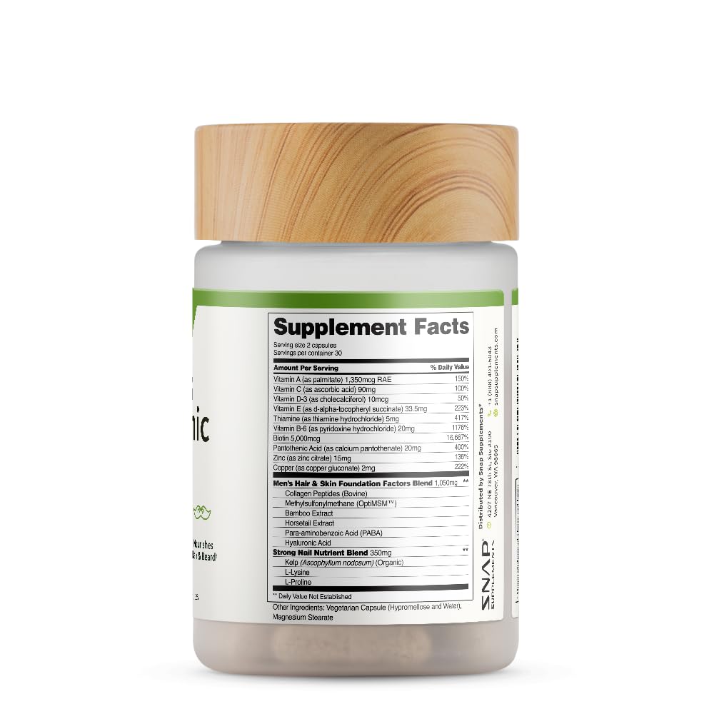 Best Hair Growth Supplement for Men & Women - Biotin, Kelp & Bamboo Extract for Thicker Hair, Stronger Nails & Healthy Skin | Stops Hair Loss & Promotes Beard Growth | 60 Vegan Capsules | Perfect for Daily Hair Care Routine & Post-Chemo Recovery