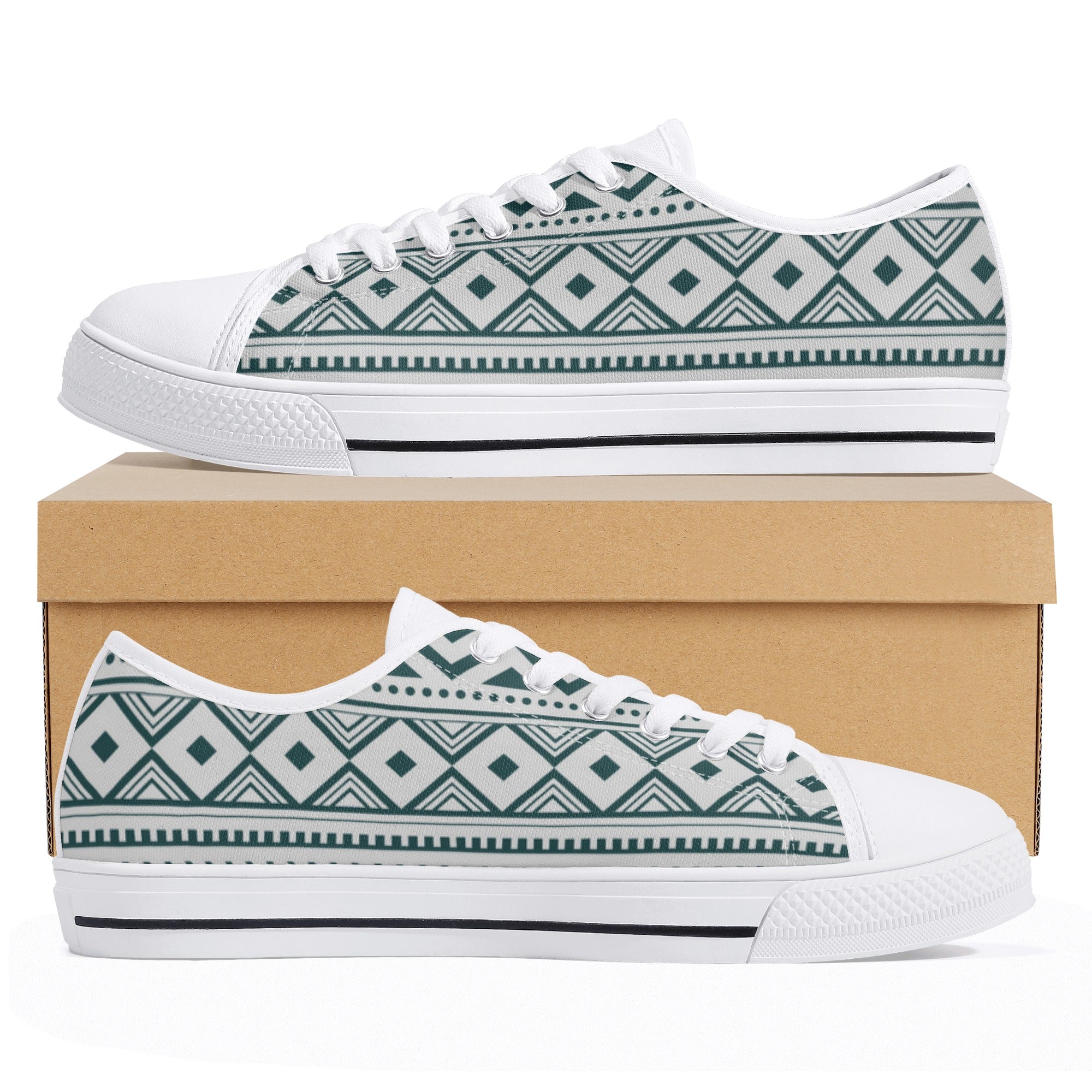 Women's Low Top Canvas Sneakers - Silverado Southwestern Print Slip-On Shoes for Casual Wear & Outdoor Activities