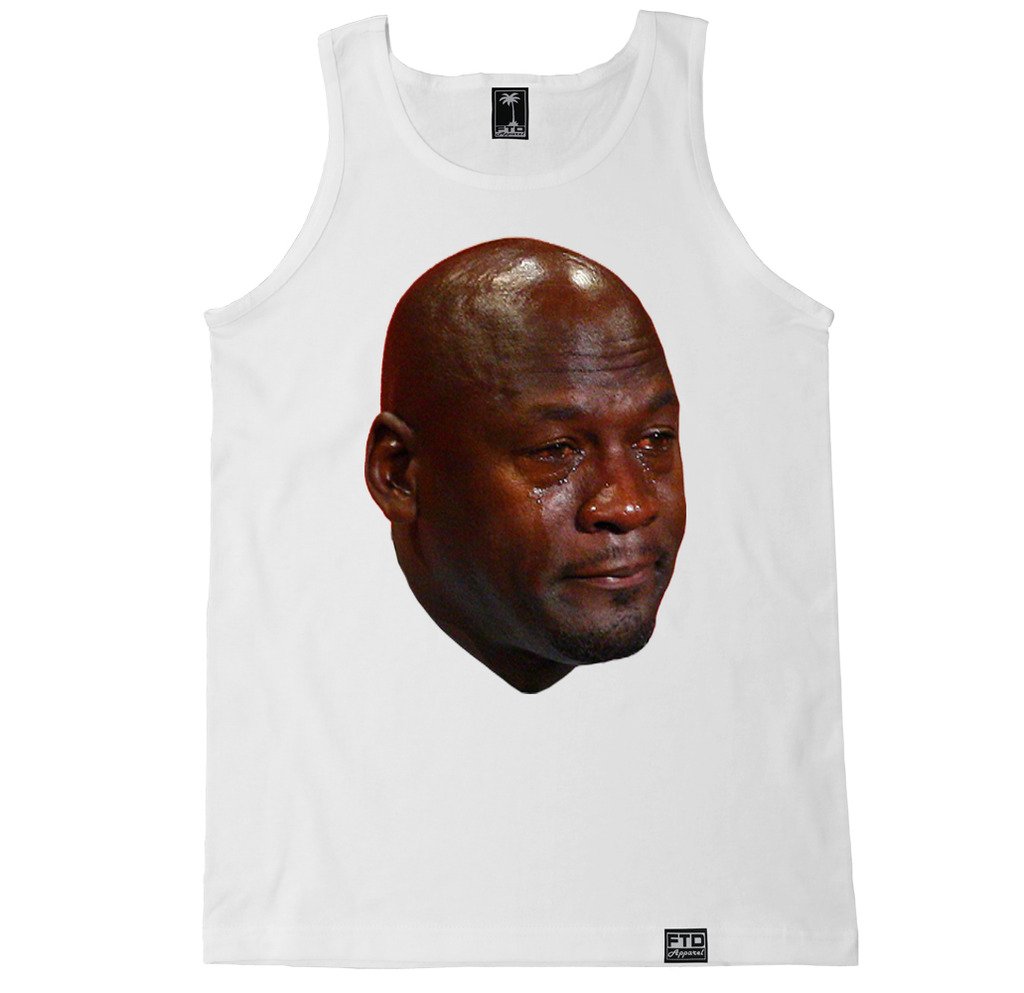 FTD Apparel Men's Michael Jackson Crying Face Graphic Tank Top - Vintage Pop Culture Tee for Concerts, Parties & 90s Theme Outfits