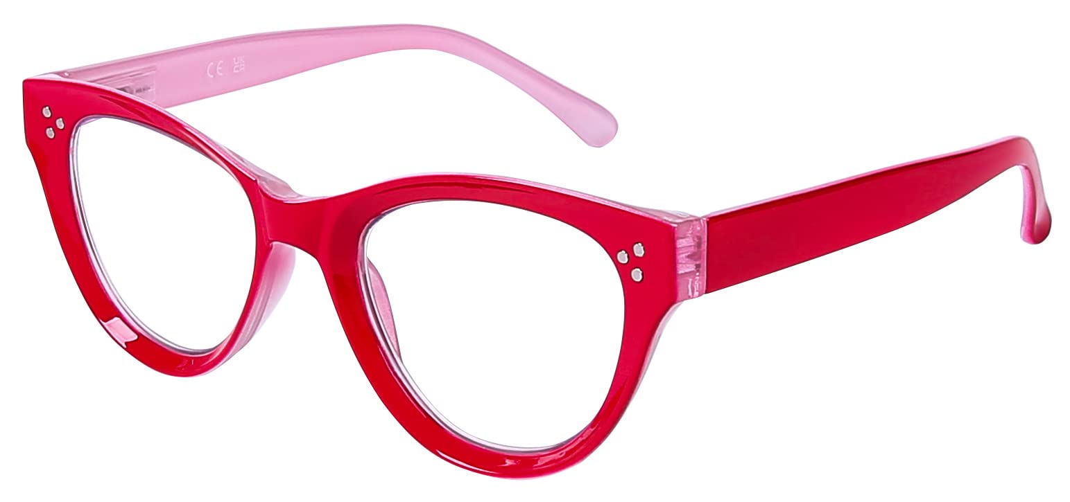 DOOViC Blue Light Blocking Reading Glasses 1.0 for Women - Stylish Cateye Computer Glasses with Anti-Glare Lenses - Perfect for Office Work, Screen Time & Reading Books