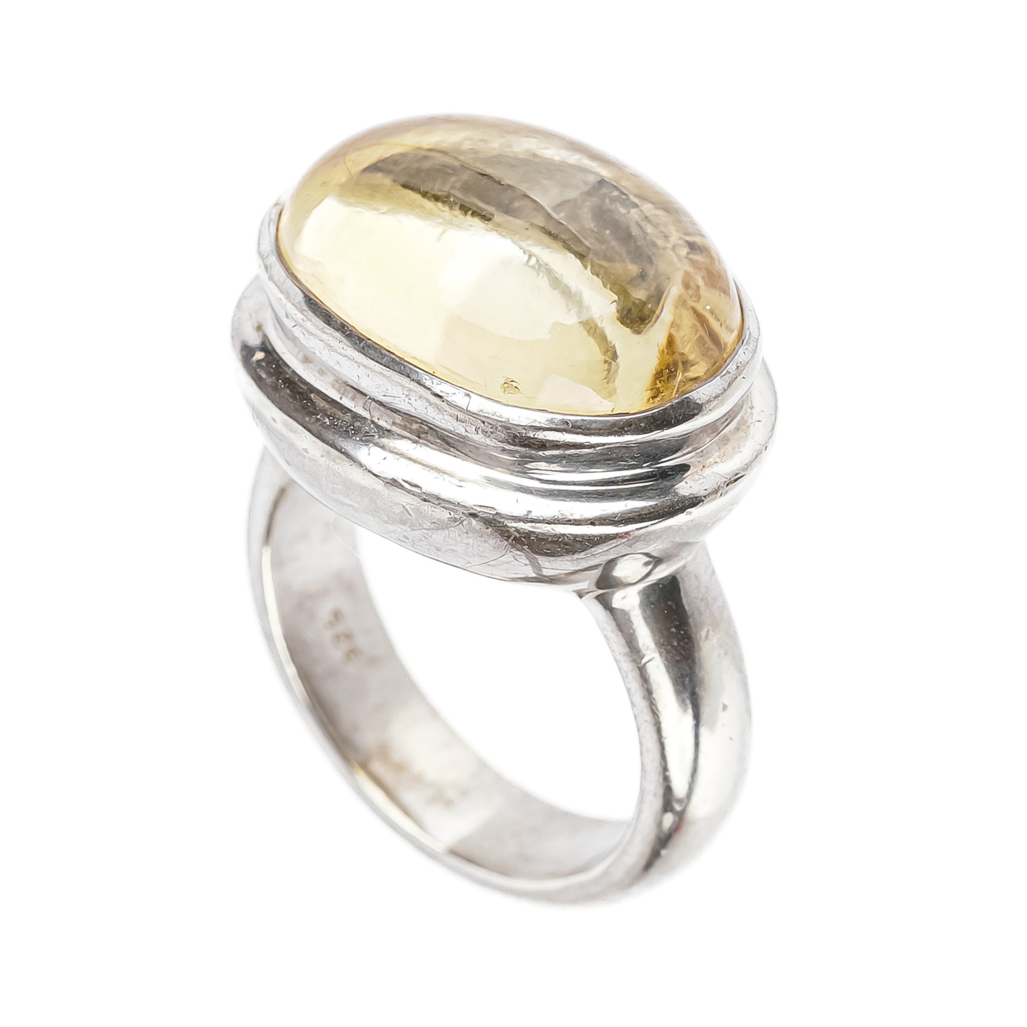 14K Gold Sterling Silver Citrine Cabochon Ring for Women - Elegant Gemstone Jewelry Gift for Birthday, Anniversary & Special Occasions
