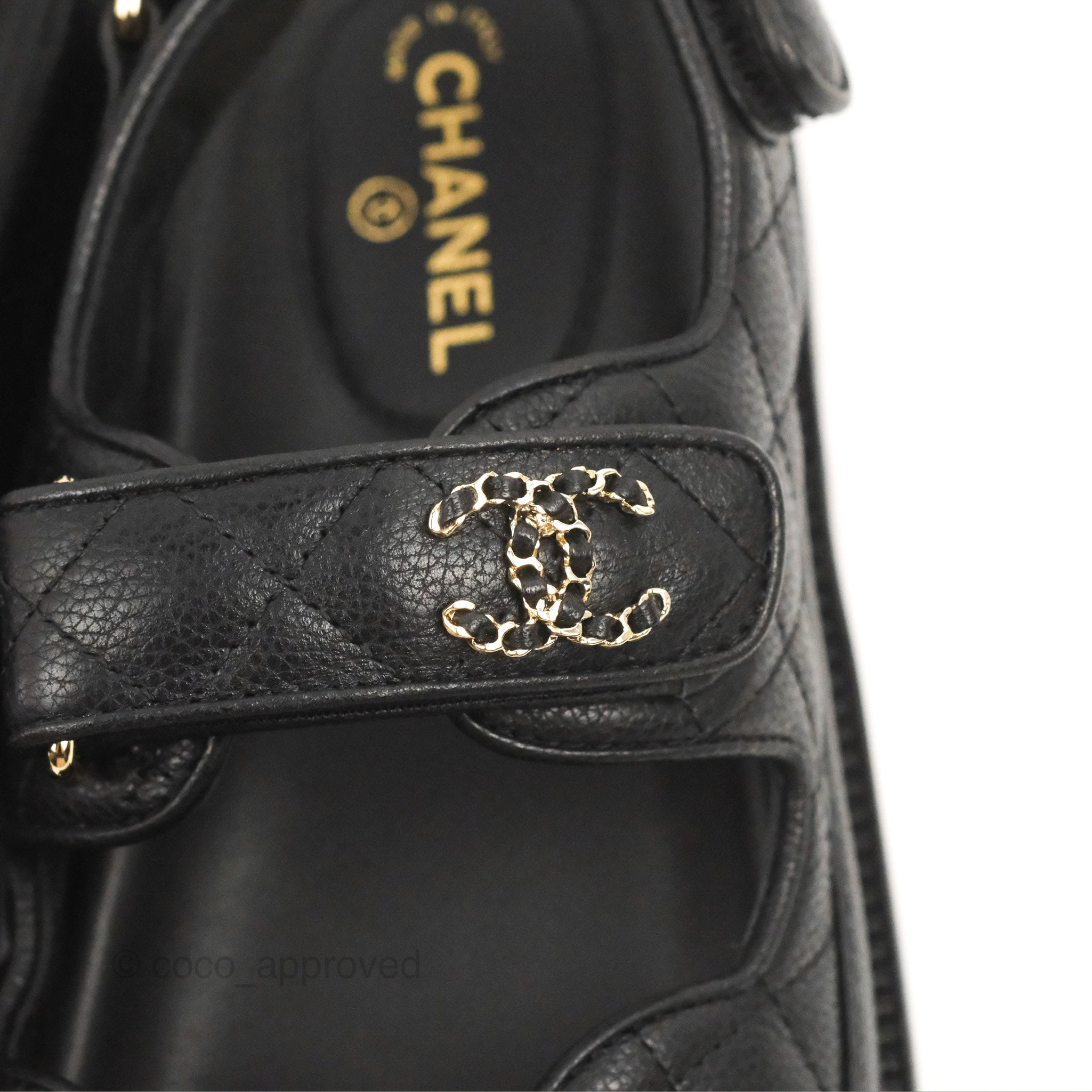 Chanel CC Logo Slide Strap Flat Dad Sandals for Women - Black Size 37 | Comfortable Summer Casual Shoes for Beach, Vacation & Everyday Wear