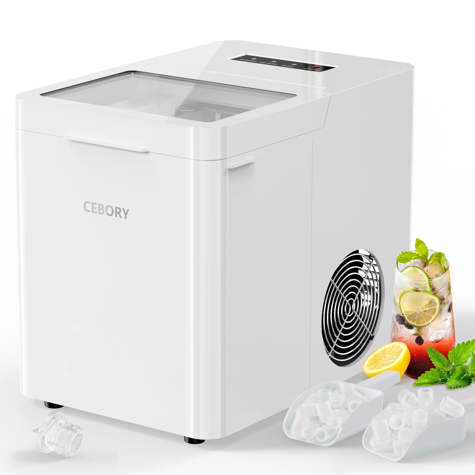 Portable Countertop Ice Maker Machine - 9 Ice Cubes in 6 Minutes, 36Lbs Daily Output, Self-Cleaning with 2 Ice Scoops & Basket - Bullet Ice Maker for Home, Kitchen, Office, Bar, RV & Outdoor Parties