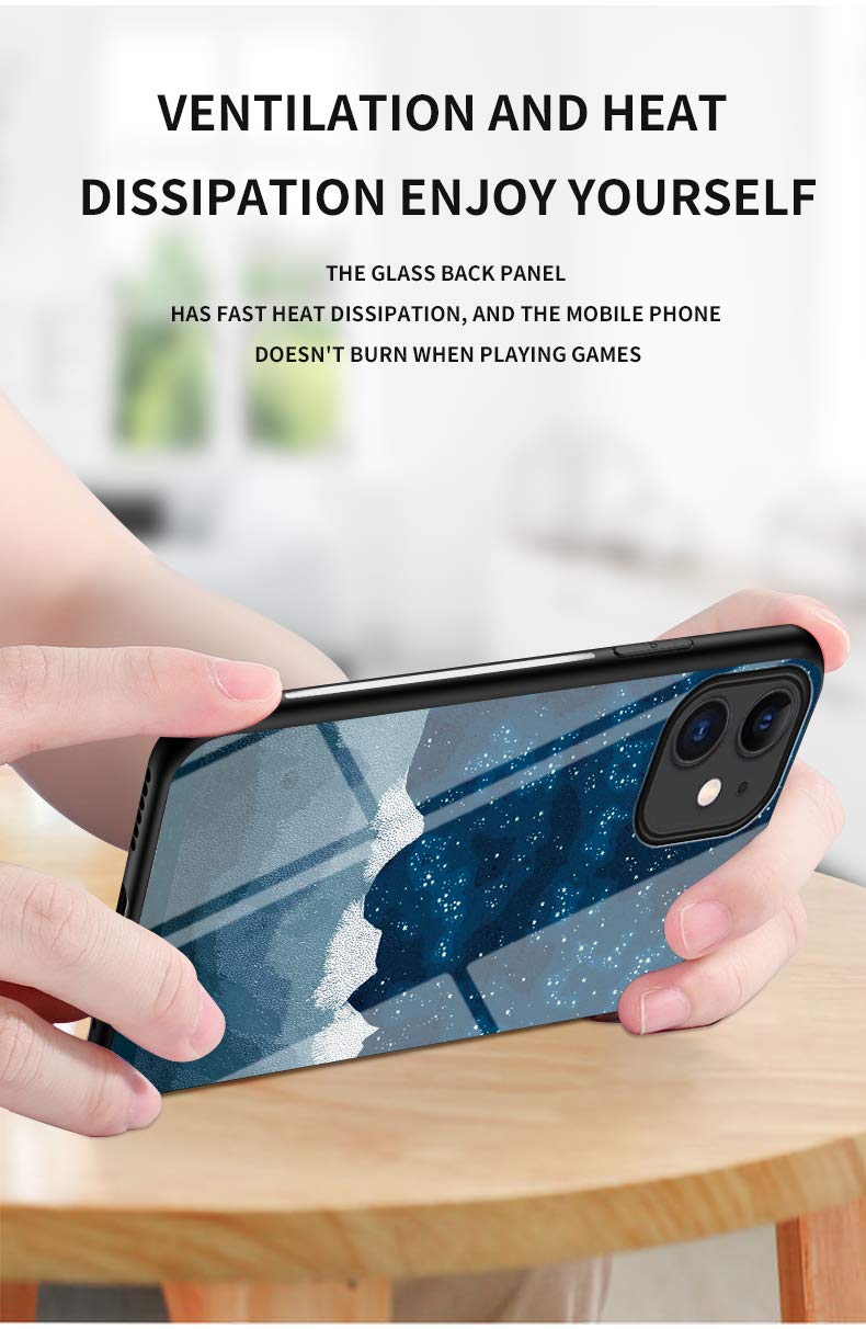 Starry Sky Pattern Soft Silicone TPU Shockproof Phone Case with 360° Full Body Protection & Gradient Tempered Glass - Compatible with iPhone 6/6s/7/8 Plus/X/XS/XR/11/11 Pro/12 Mini/12 Pro Max - Perfect for Nighttime Stargazing & Outdoor Adventures