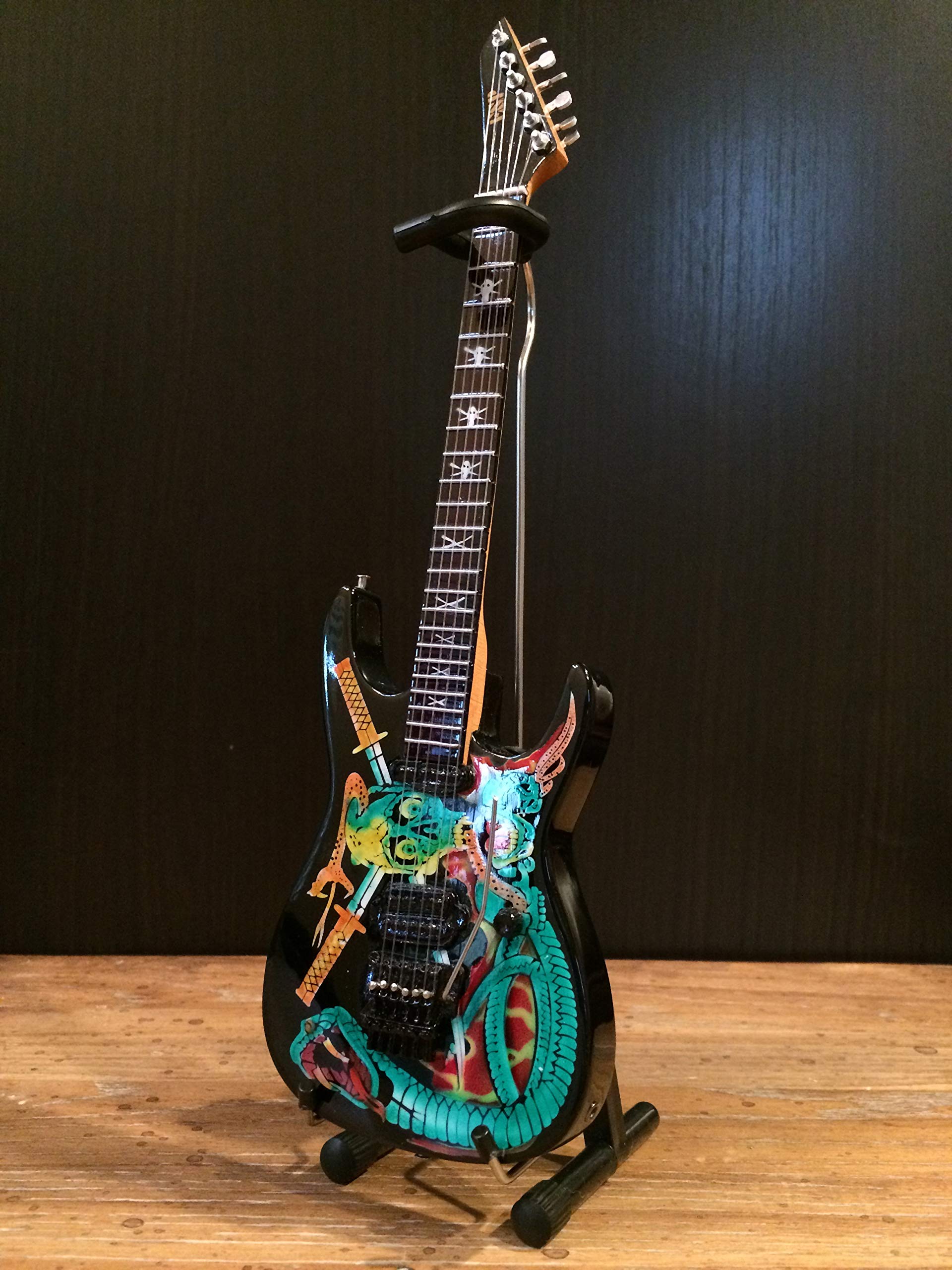 Mini Electric Guitar Replica - George Lynch Skulls & Snakes Collectible Model - Perfect for Music Lovers, Rock Fans & Home Decor