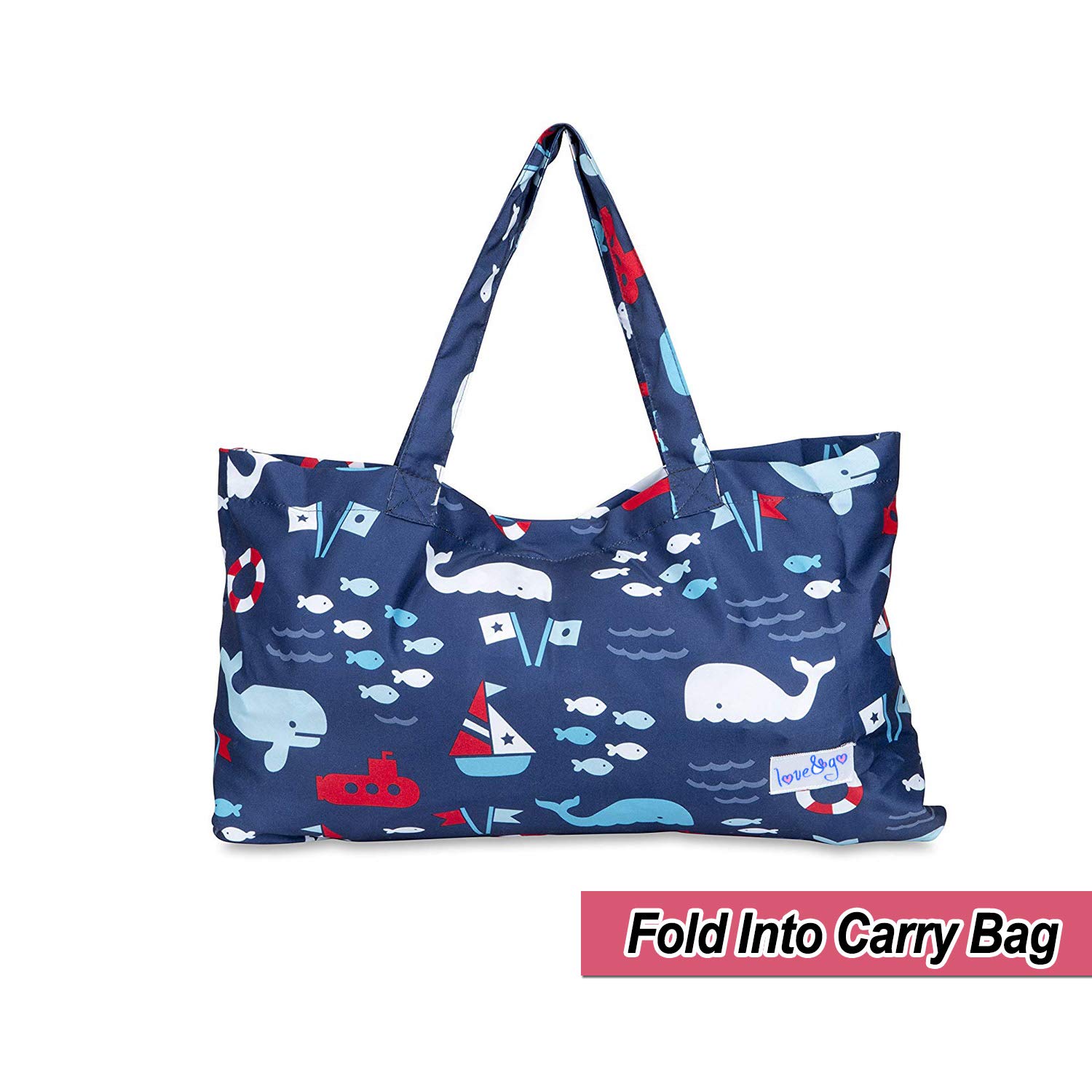 Baby Shopping Cart Cover - 2-in-1 Foldable Portable High Chair & Grocery Cart Seat with Storage Bag for Infants to Toddlers | Blue Whale Design | Perfect for Supermarkets, Restaurants & Travel