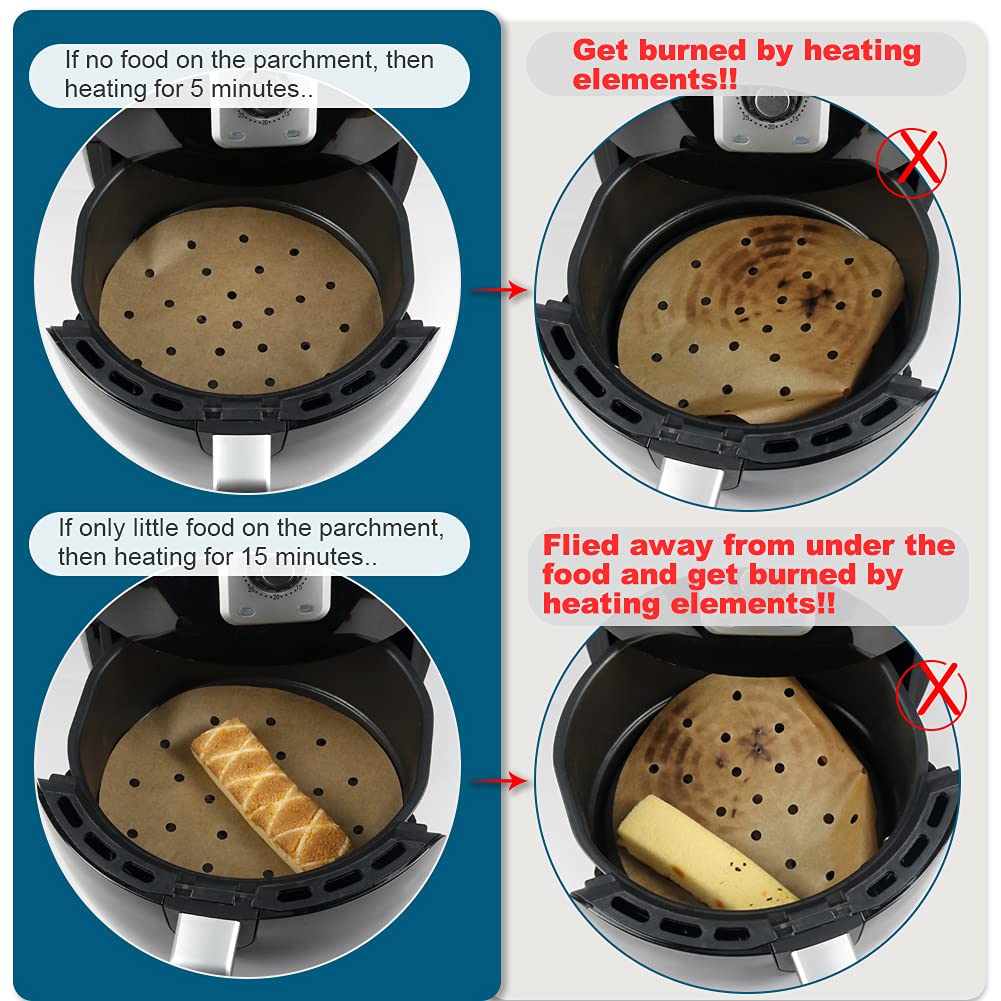 200-Pack 8 Inch Round Air Fryer Liners - Non-Stick Parchment Paper & Bamboo Steamer Liners for Air Fryer, Steaming Basket, Rice Cooker (5/6/7/8/9/10 Inch Sizes Available) - Perfect for Healthy Cooking, Meal Prep & Party Snacks