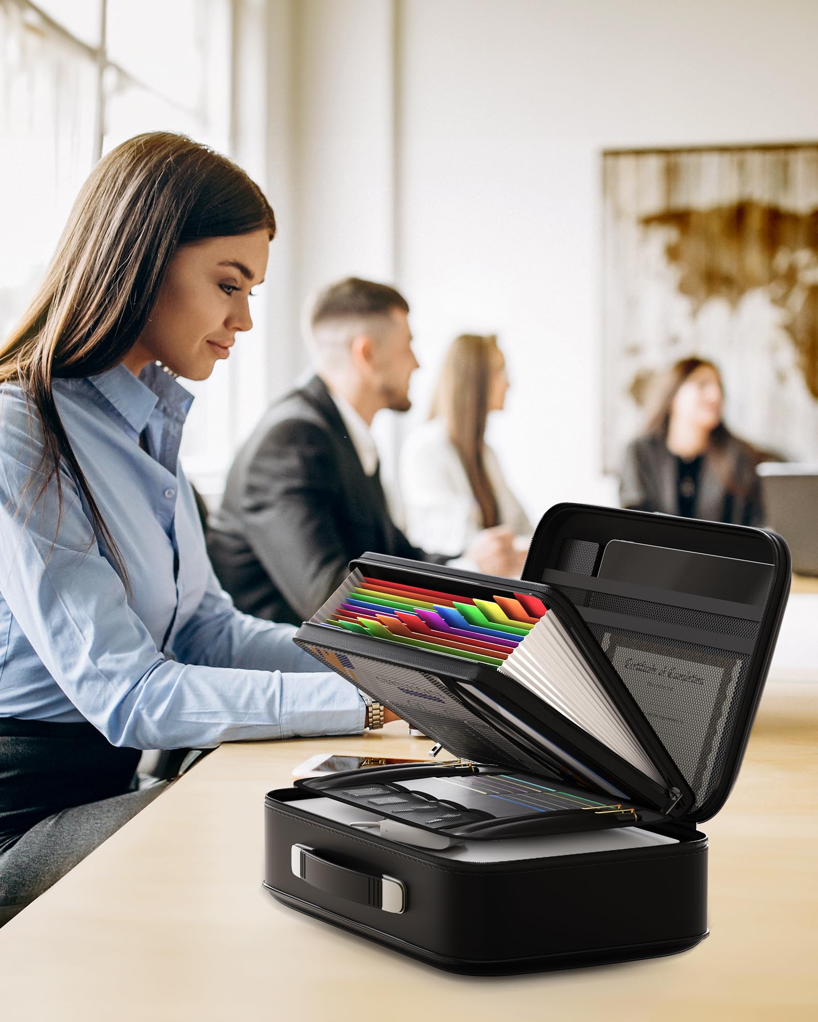 Fireproof Document Box with Lock - 8-Layer Waterproof Safe for Important Files, Certificates, Passports & Laptop - Portable Hard Case Organizer for Home & Office Security (Black) - Perfect for Emergency Protection & Document Storage