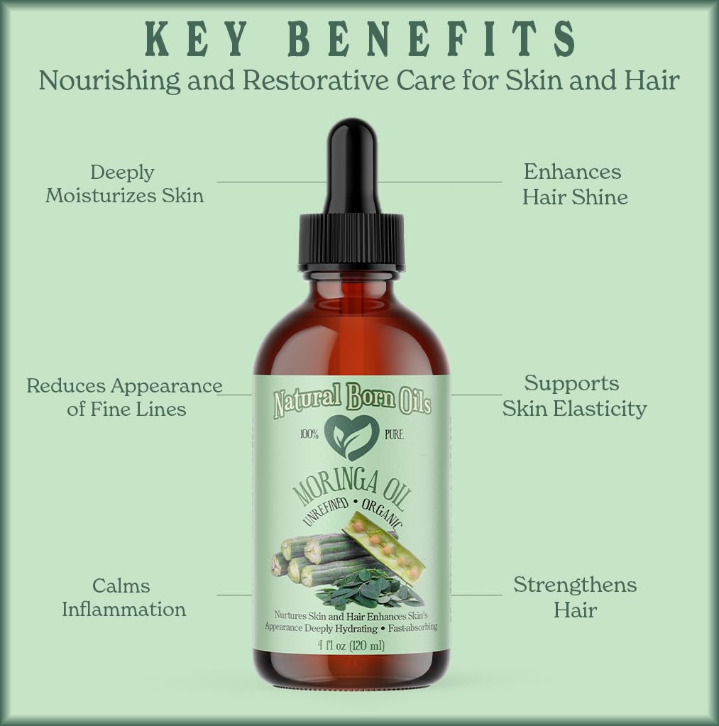 Organic Cold-Pressed Moringa Oil 1 Gallon - 100% Pure Nutrient-Rich Carrier Oil for Skin & Hair Care - Natural Moisturizer for Dry Skin, Scalp Treatment & DIY Beauty Recipes - USDA Certified for Face, Body & Hair Growth