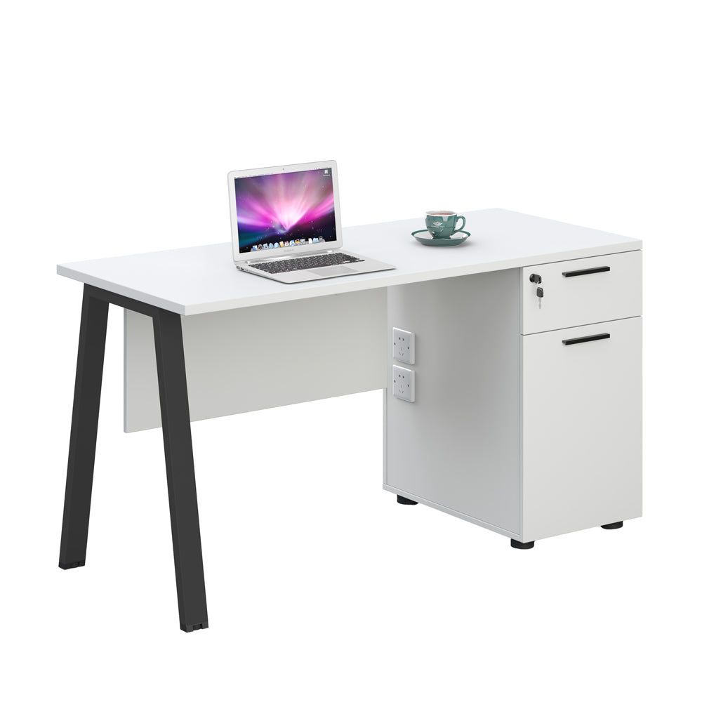 ASPEN 160cm Single Workstation Desk - White & Black Modern Office Furniture for Home & Office Workspace