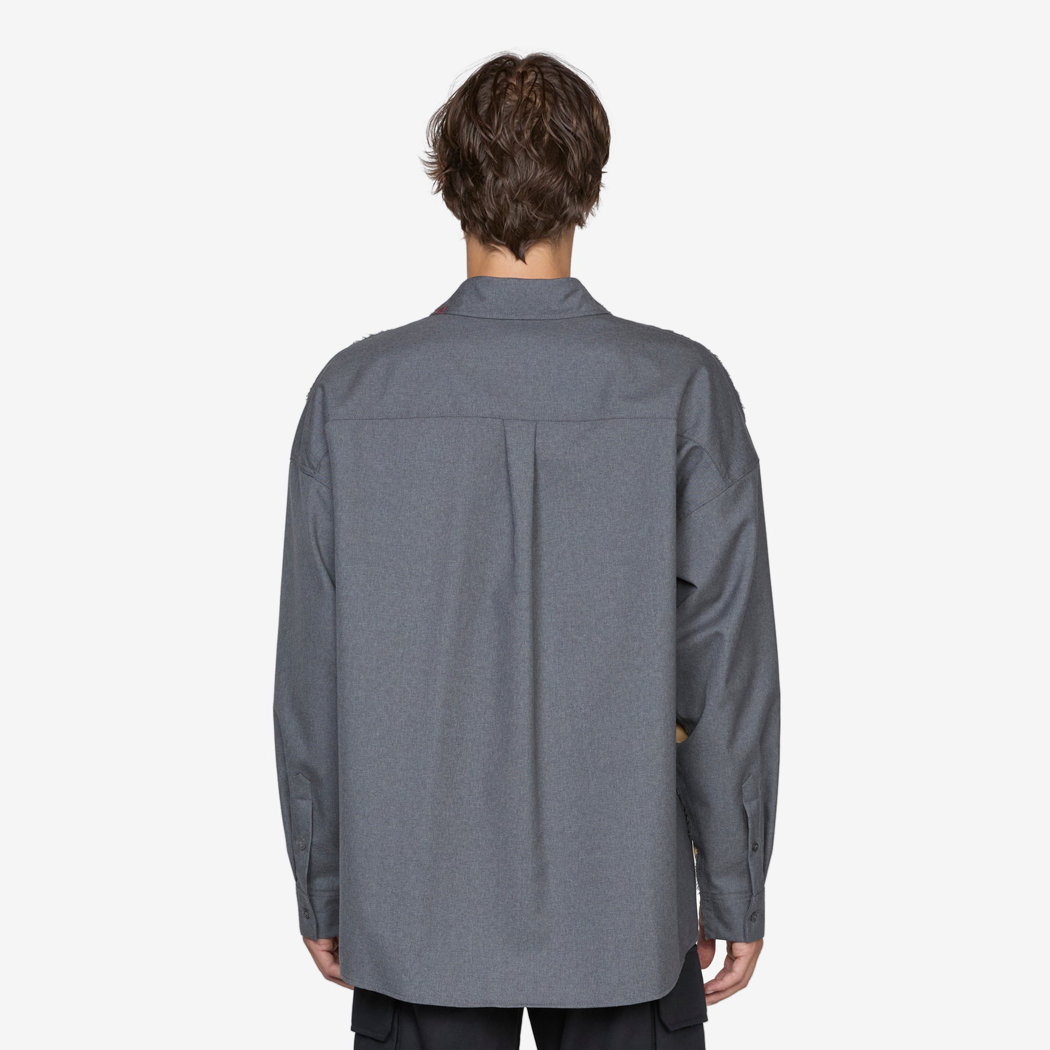 Stylish Contrast Panel Tropical Wool Shirt in Dijon Color - Perfect for Casual Outings and Business Casual Attire