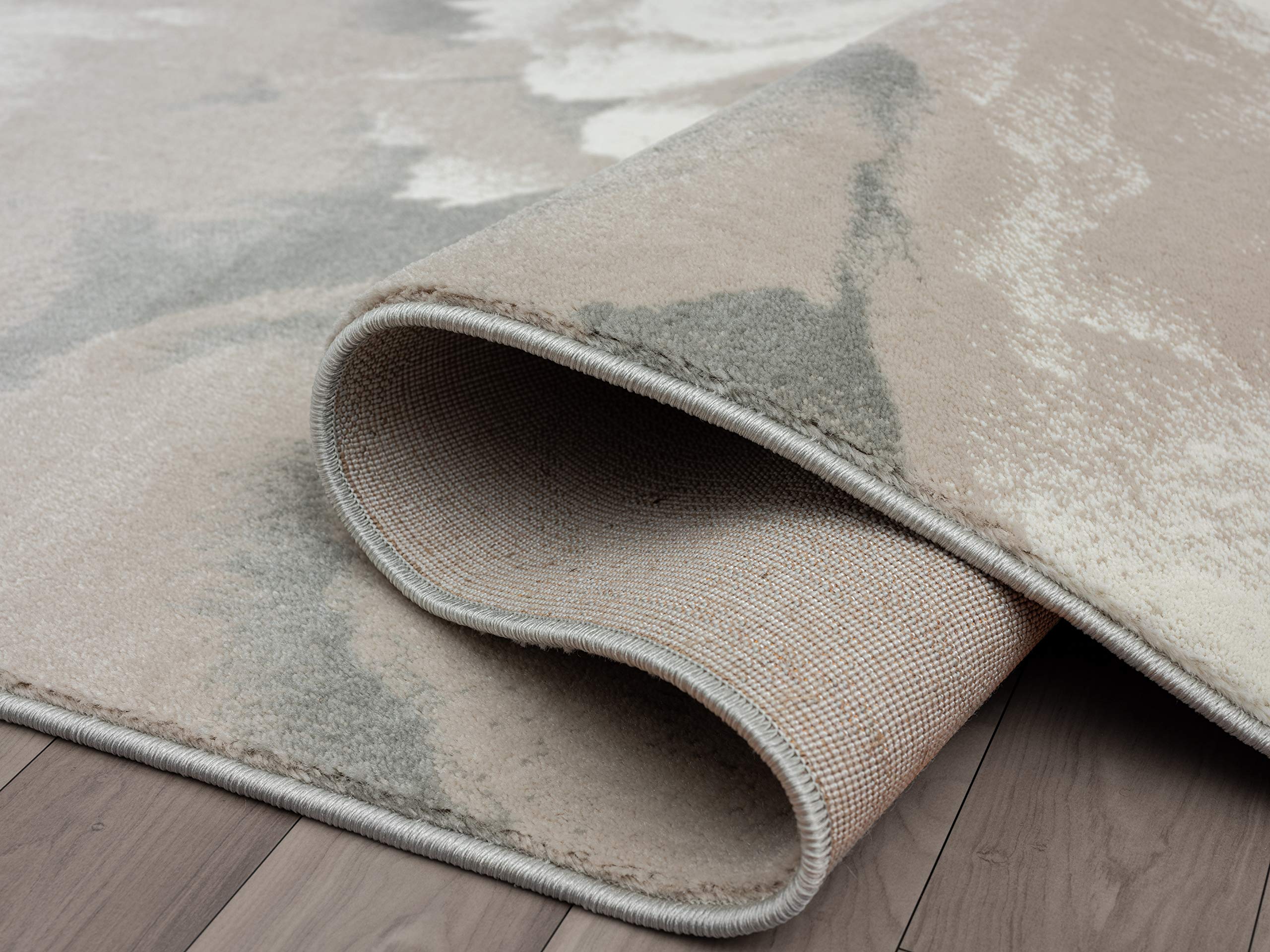 Abani Modern 6' x 9' Neutral Beige & Cream Swirl Area Rug - Contemporary Geometric 3D Design for Bedroom, Living Room & Office - Soft & Durable Home Decor