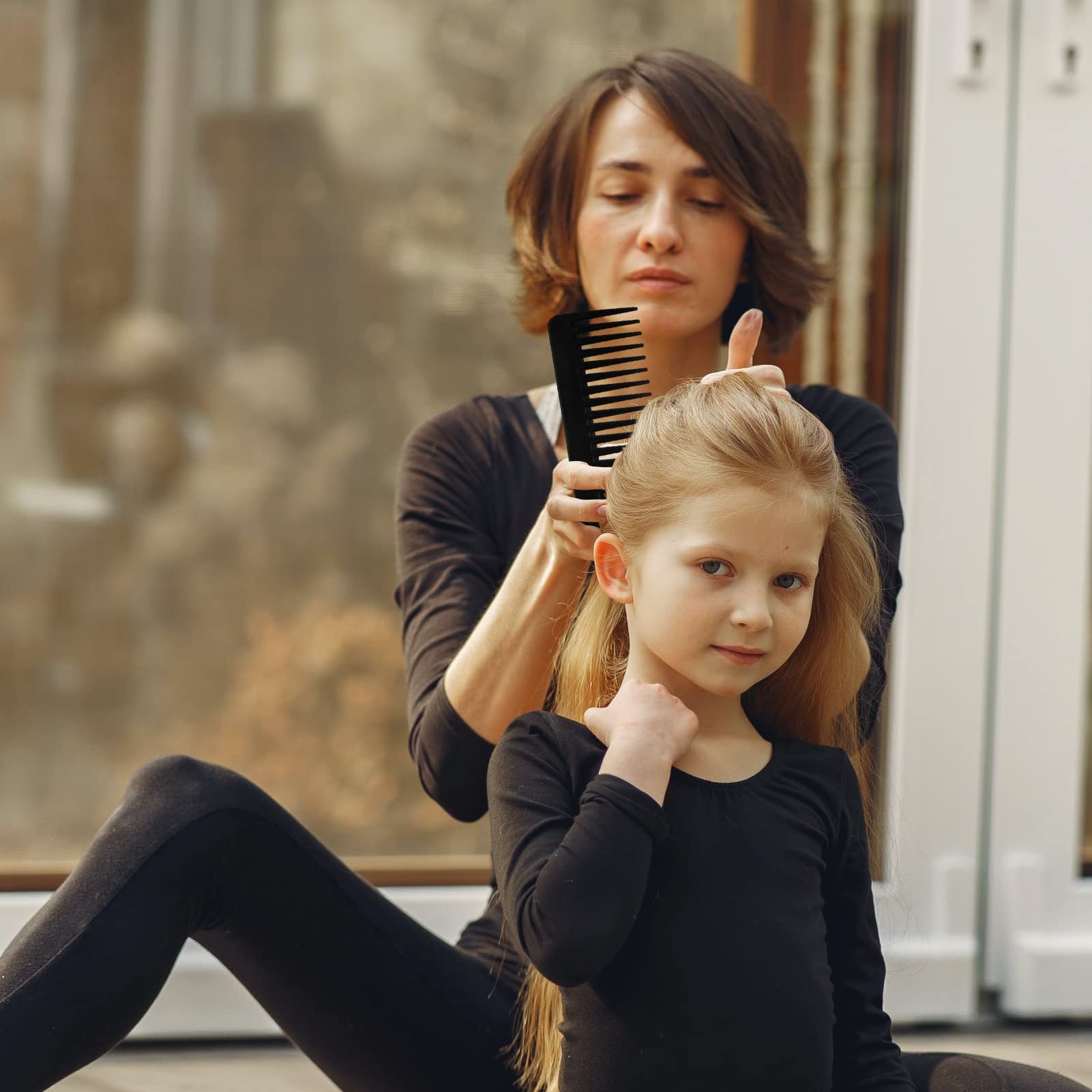 Wide Tooth Comb for Curly Hair & Long Hair - Detangling Paddle Comb for Wet Hair (2 Pack, Black) - Perfect for Salon, Travel & Home Hair Care