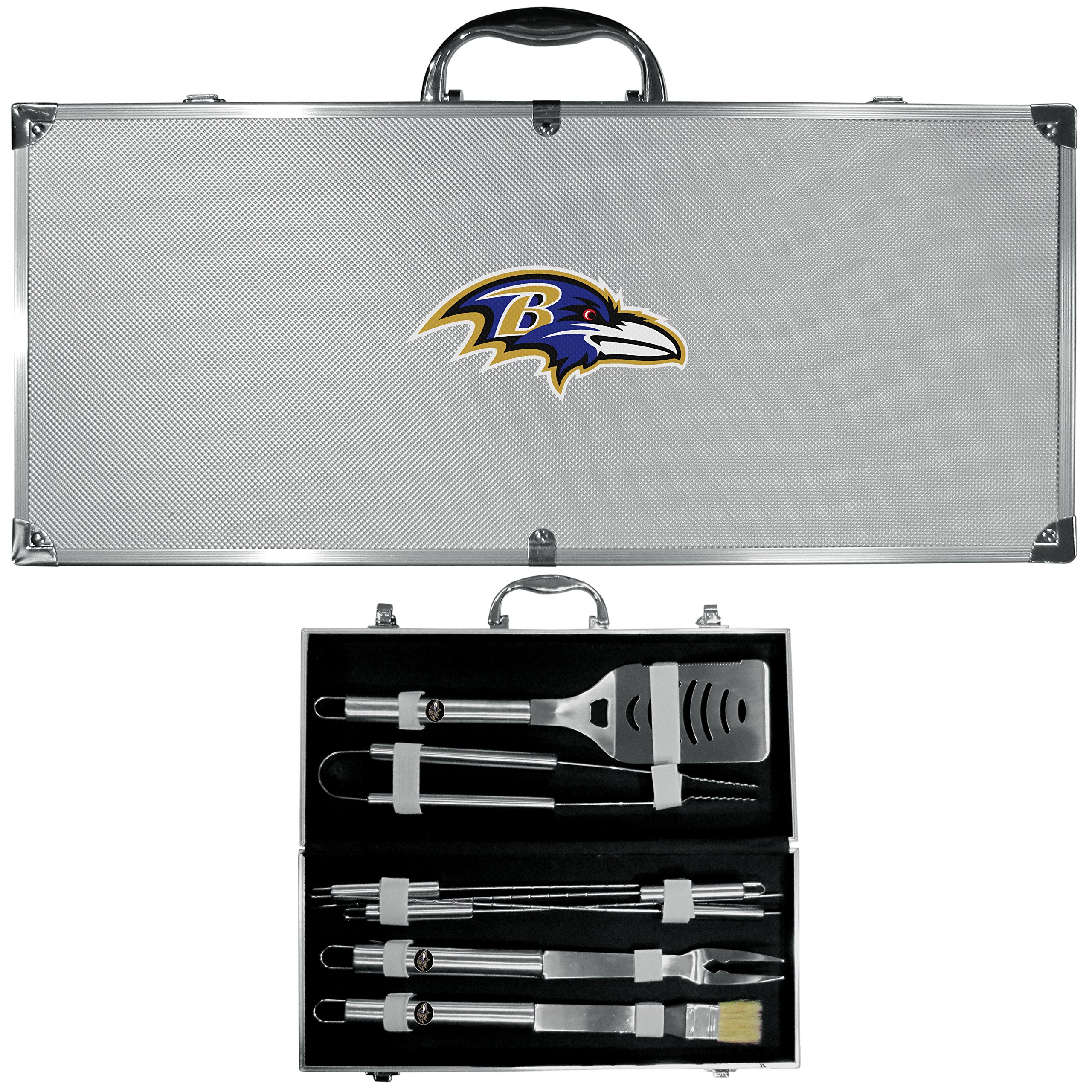 Siskiyou Sports NFL 8-Piece BBQ Grill Tool Set with Carrying Case - Perfect for Tailgating, Backyard Cookouts & Game Day Parties