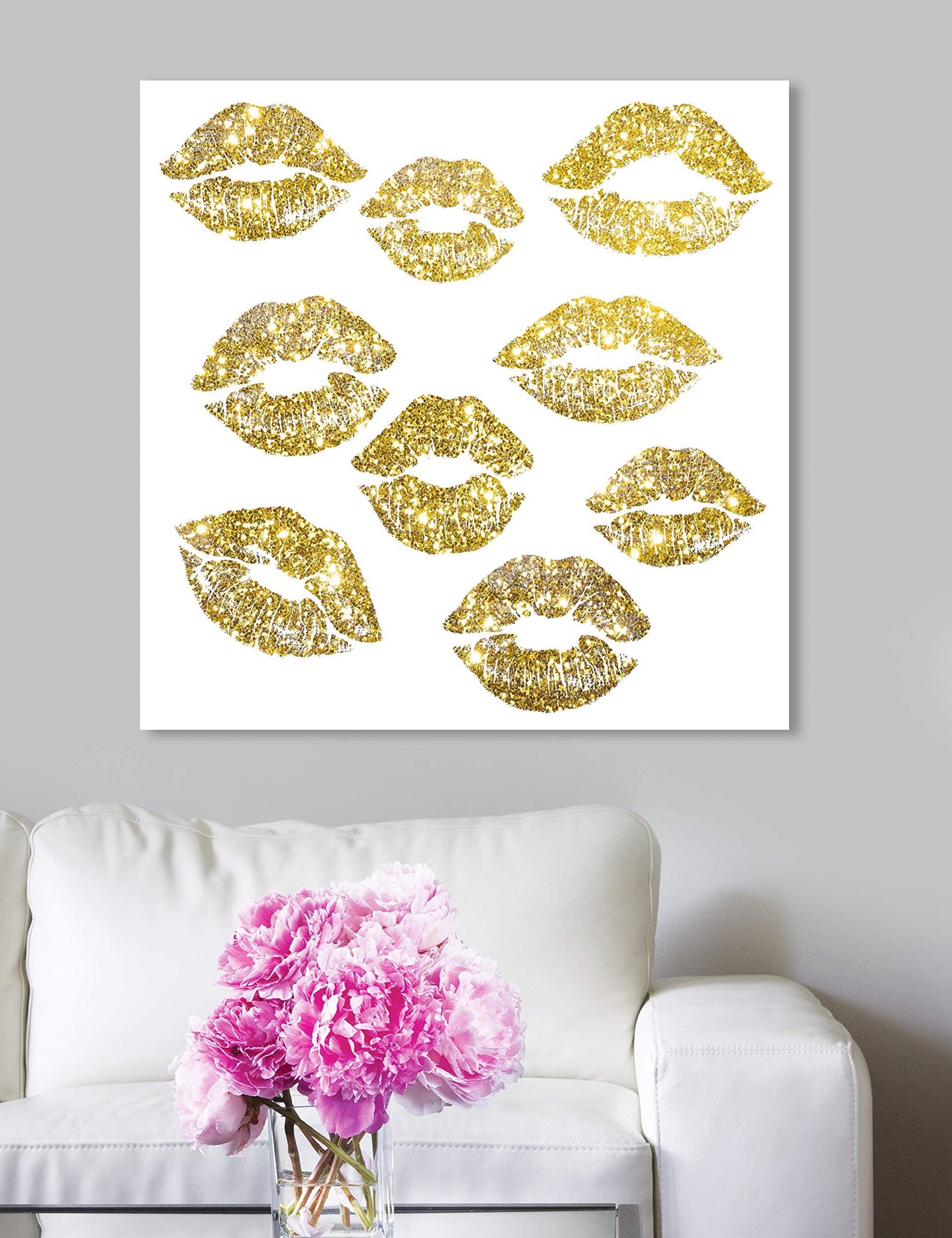 Oliver Gal Artist Co. Fashion Glam Wall Art Canvas Print - 24x24 Inch Gold & White Glitter 'Signs of Love' Home Decor for Living Room, Bedroom & Office