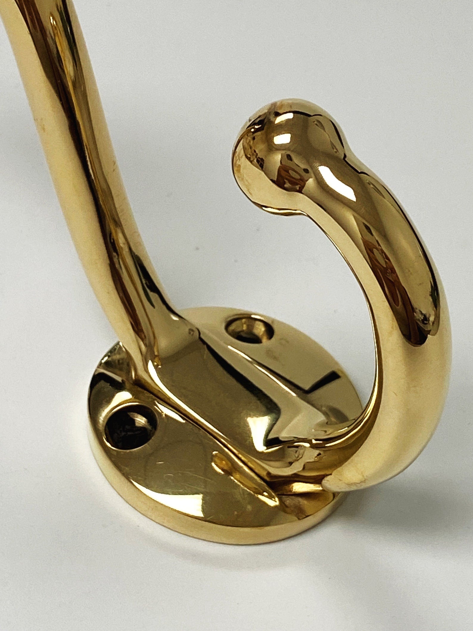 Vintage Style Polished Unlacquered Brass Wall Hook - Heavy Duty Coat Hanger for Jackets, Hats & Bags - Perfect for Entryway, Bedroom & Bathroom Organization