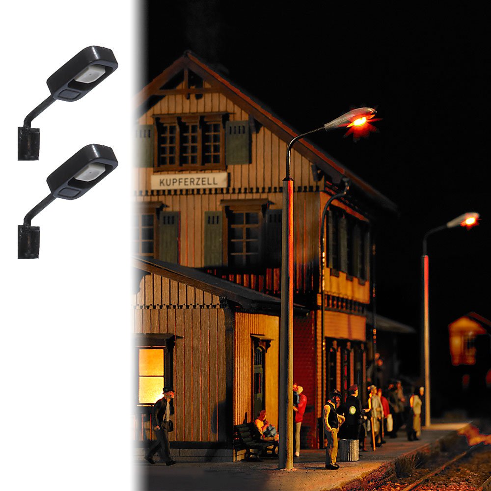 Busch 4132 HO Scale Rectangular Wall Lamps - 2 Pack for Model Train Lighting | Perfect for Dioramas, Railroad Scenes & Architectural Models