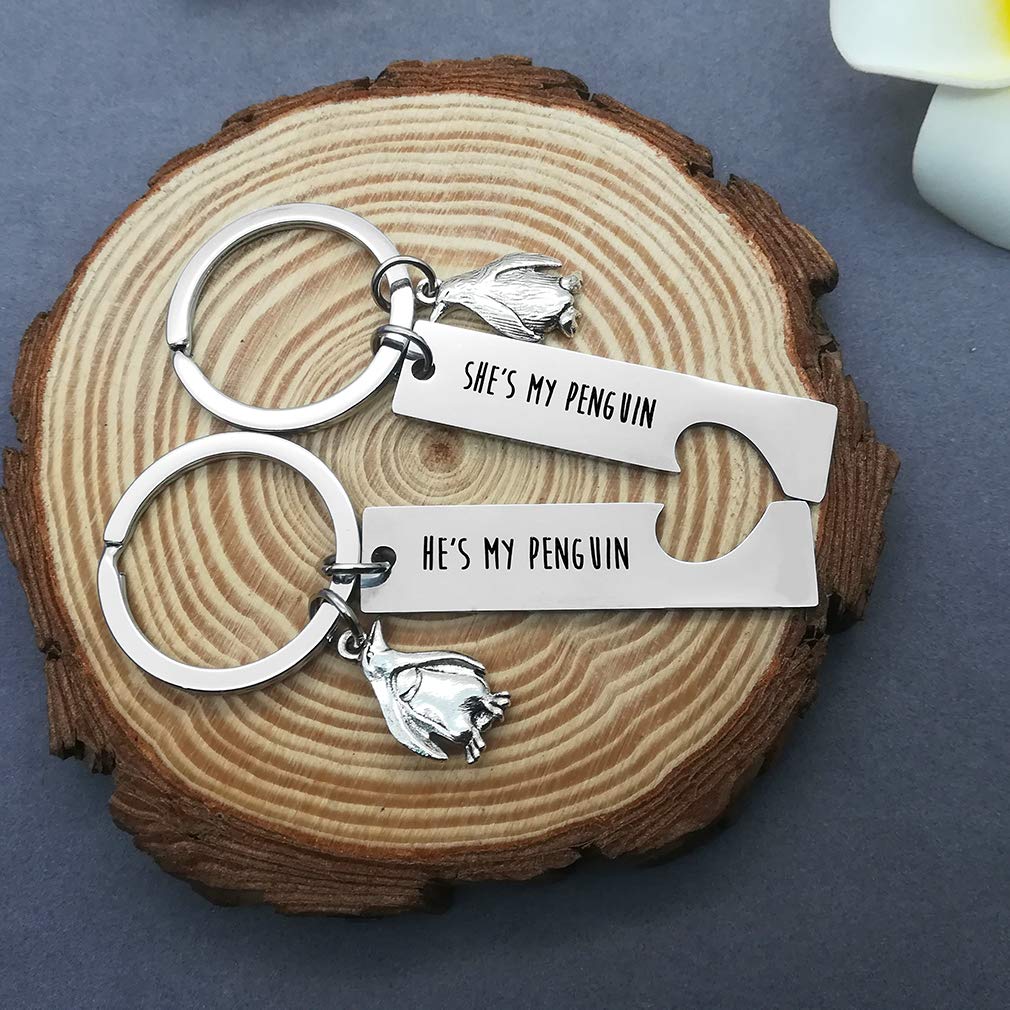 Cute Penguin Couple Keychain Set - Personalized Matching Gifts for Girlfriend & Boyfriend - Perfect for Christmas, Wedding & Anniversary - Couples Jewelry & Romantic Keepsake for Date Night & Travel
