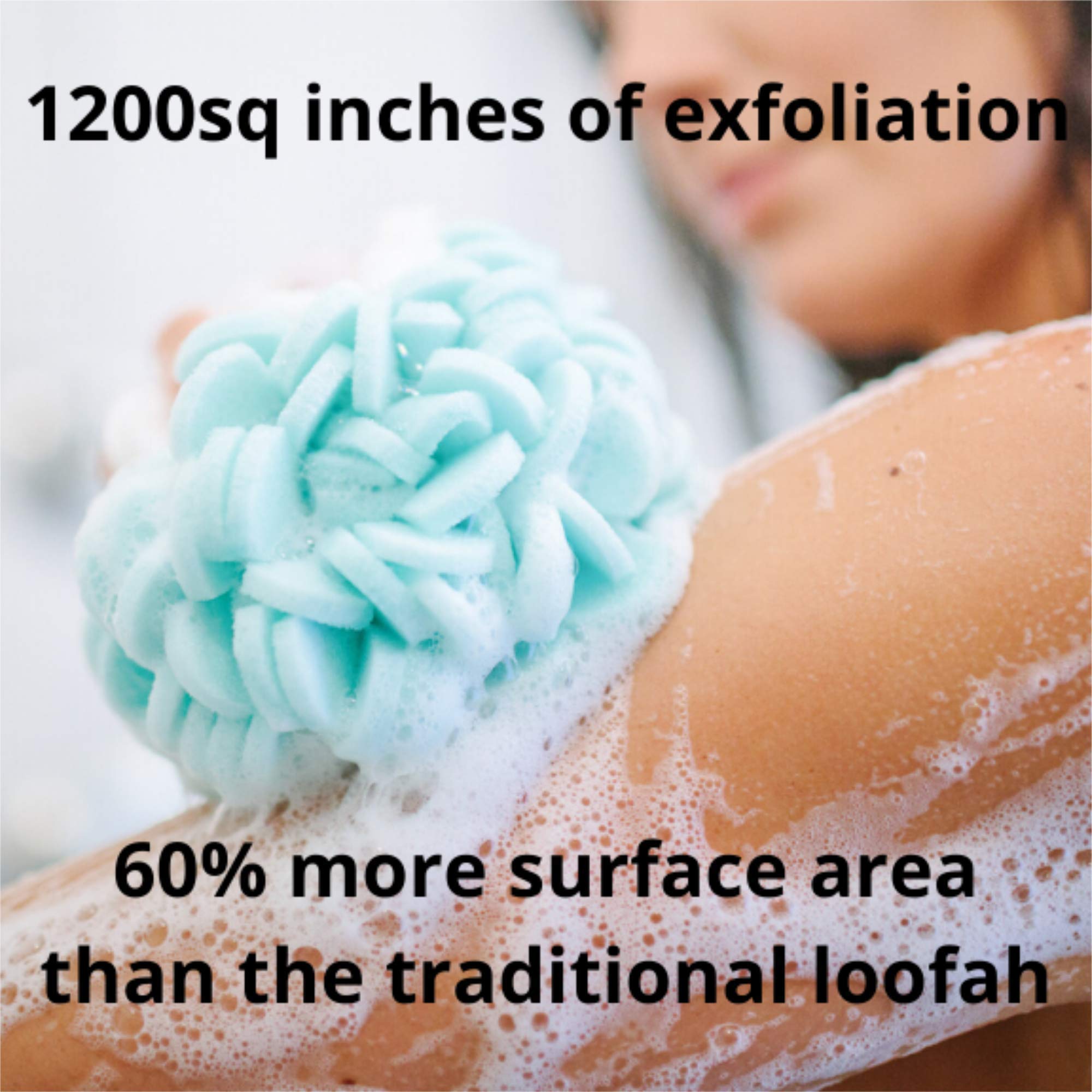 3-Pack Exfoliating Body Scrubber - Dual-Sided Loofah Sponge for Deep Cleansing & Dead Skin Removal - Gentle on Sensitive, Dry, Oily & Combination Skin - Perfect for Shower, Spa & Daily Skincare Routine (Green/White)